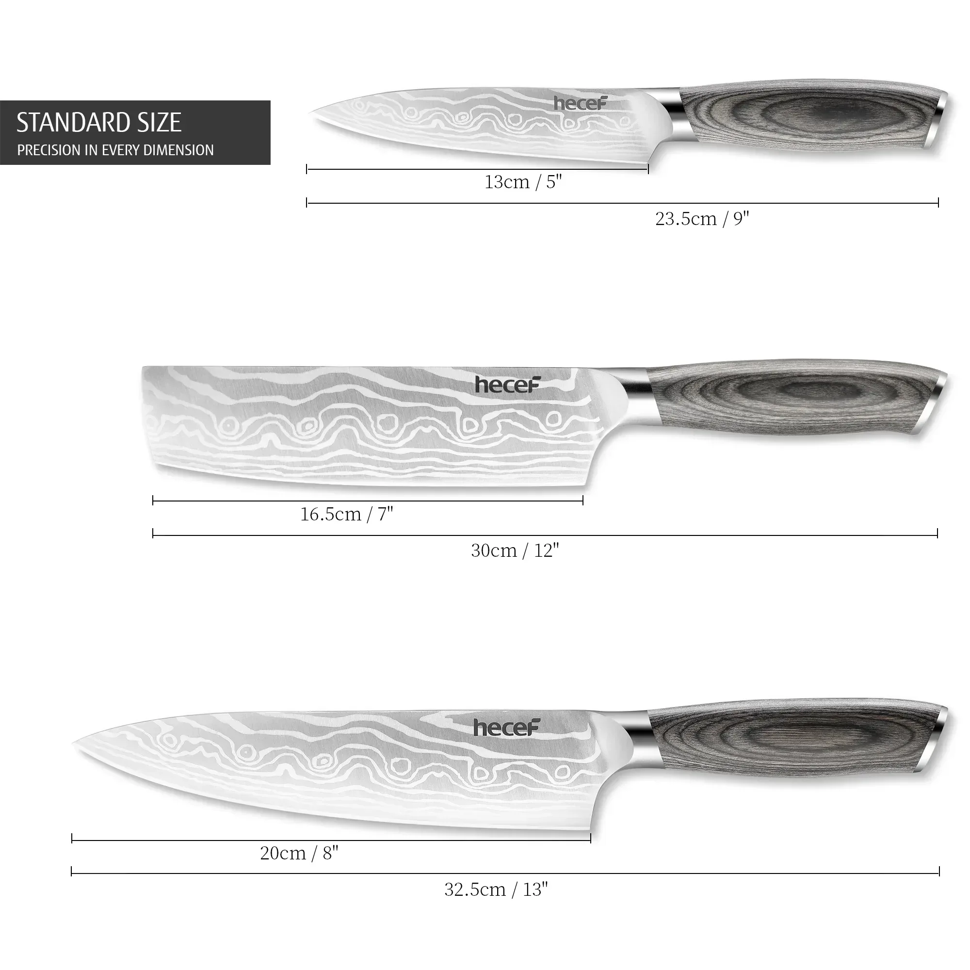 Hecef 8-Inch Chef Knife with Japanese Damascus Pattern and Ergonomic Wood Handle - Image 14