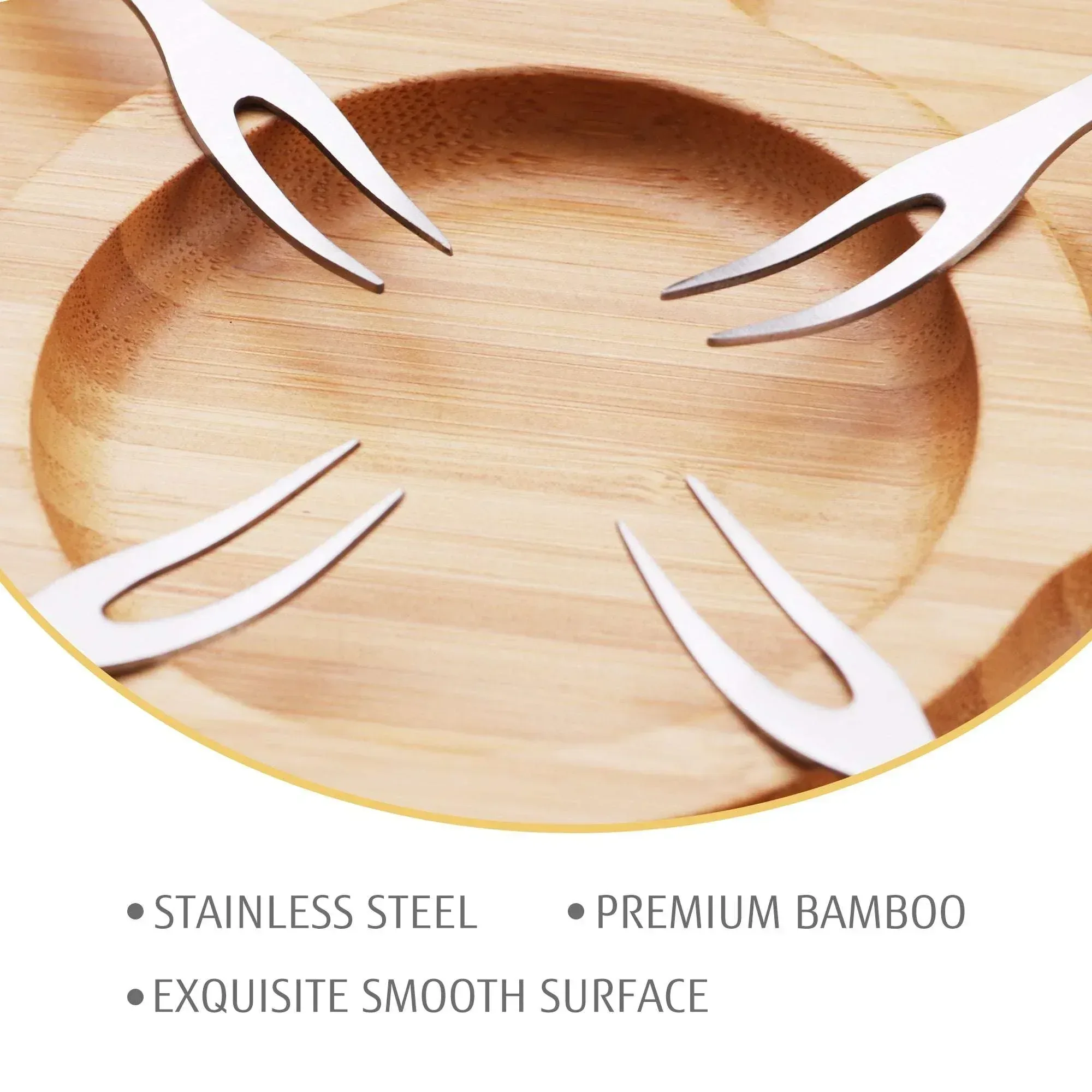 Hecef Bamboo Cheese Board and Knife Set, 13-Piece Large Charcuterie Serving Tray, 17 in - Image 4