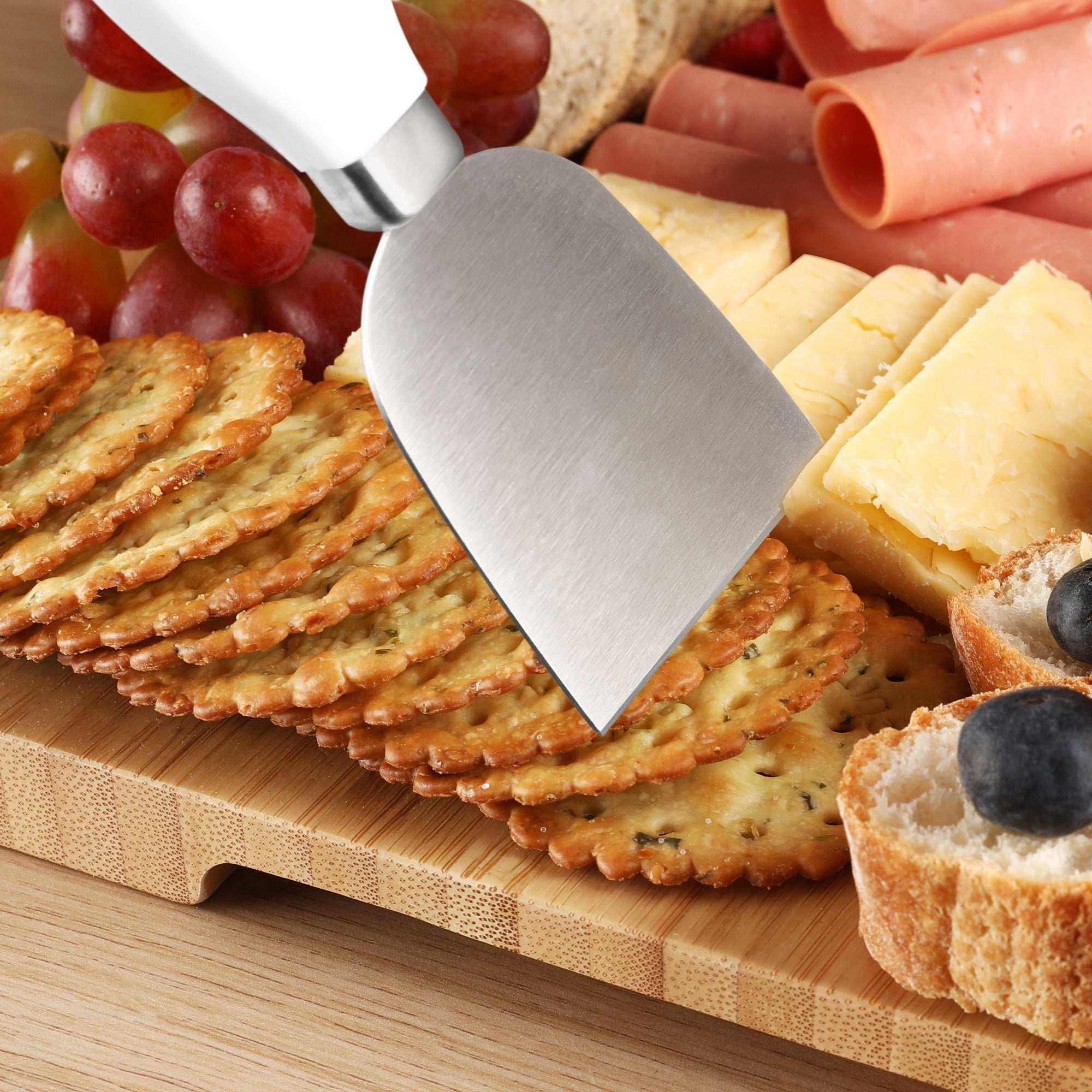 Hecef Bamboo Cheese Board and Knife Set, 13-Piece Large Charcuterie Serving Tray, 17 in - Image 5