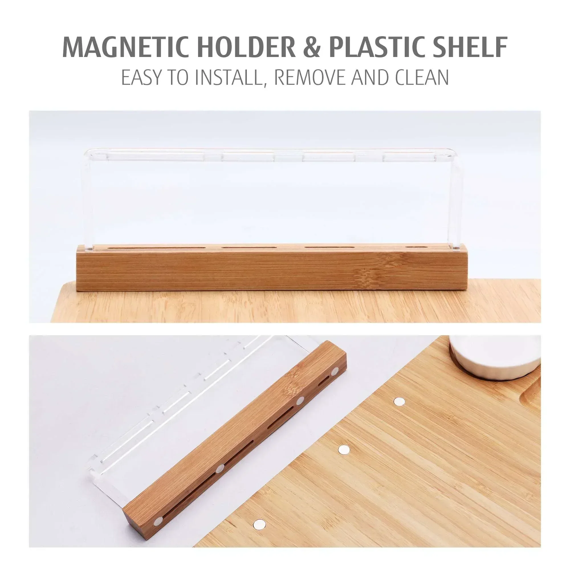 Hecef Bamboo Cheese Board and Knife Set, 13-Piece Large Charcuterie Serving Tray, 17 in - Image 9