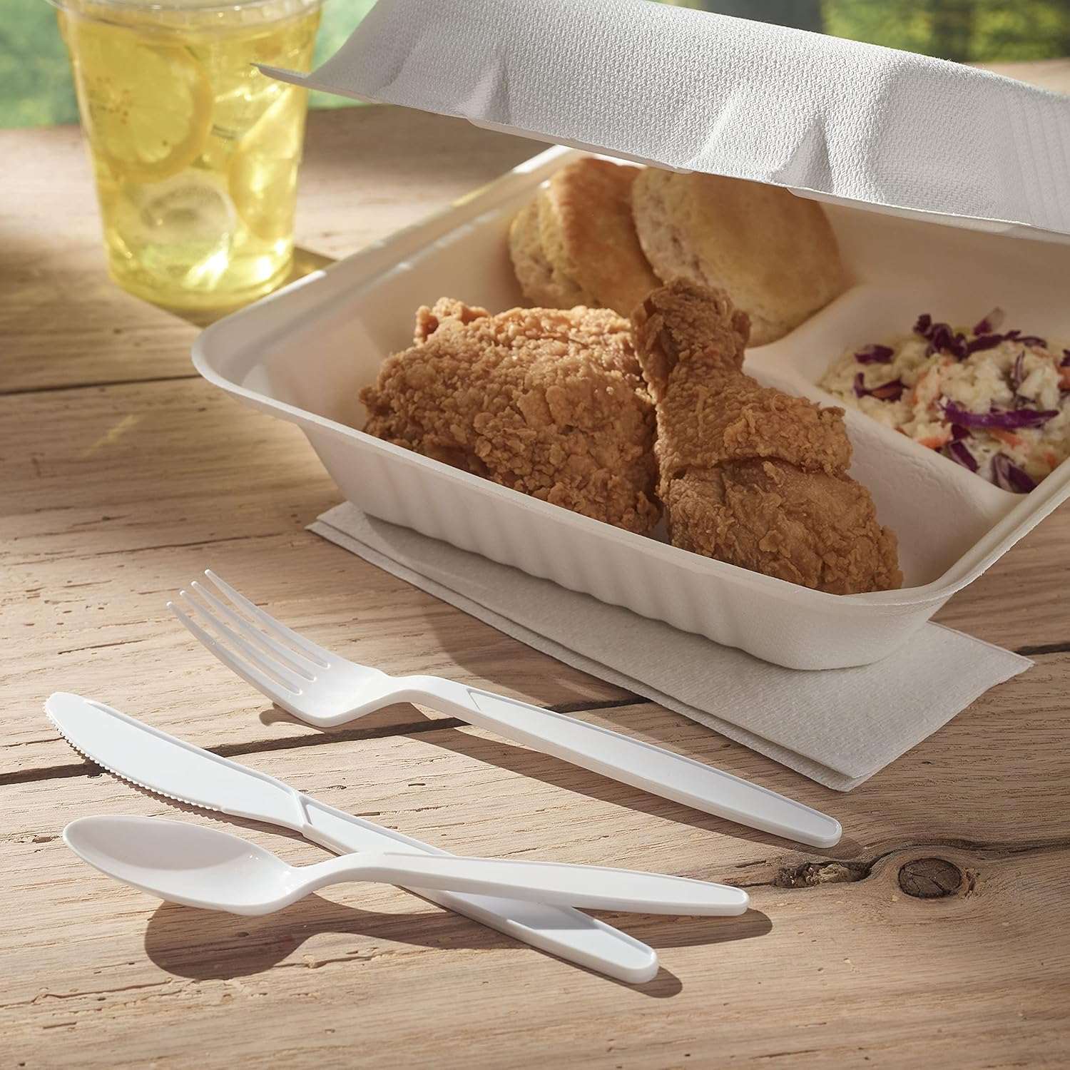 Hefty Wrapped Disposable Plastic Utensils Set, White Disposable Utensils for Picnics, BBQs, Camping, Parties, and More, Includes Forks, Spoons, and Knives - Image 6
