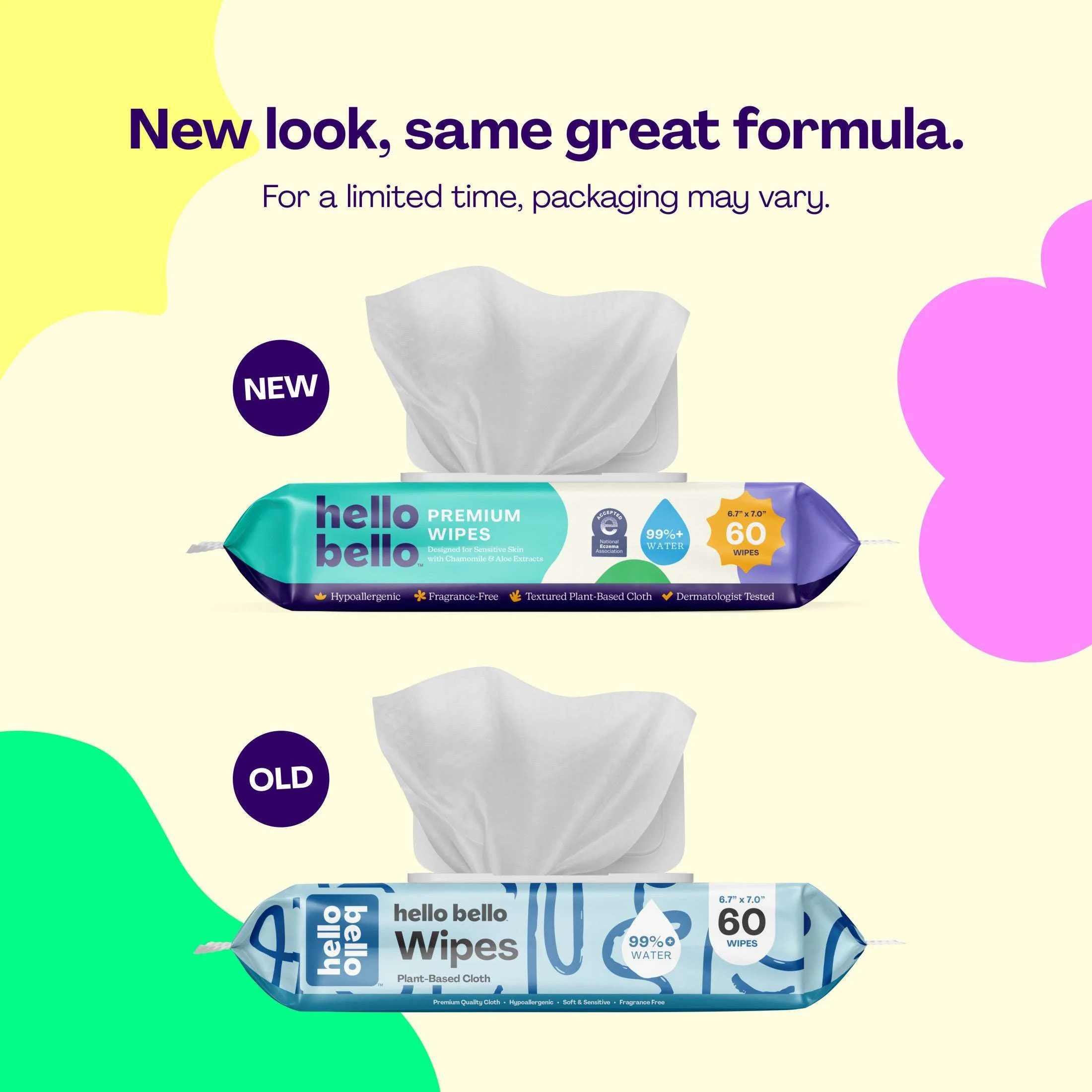 Hello Bello Premium Fragrance-Free Baby Wipes, 3 Flip-Top Pouches (180 Total Wipes) - Image 4