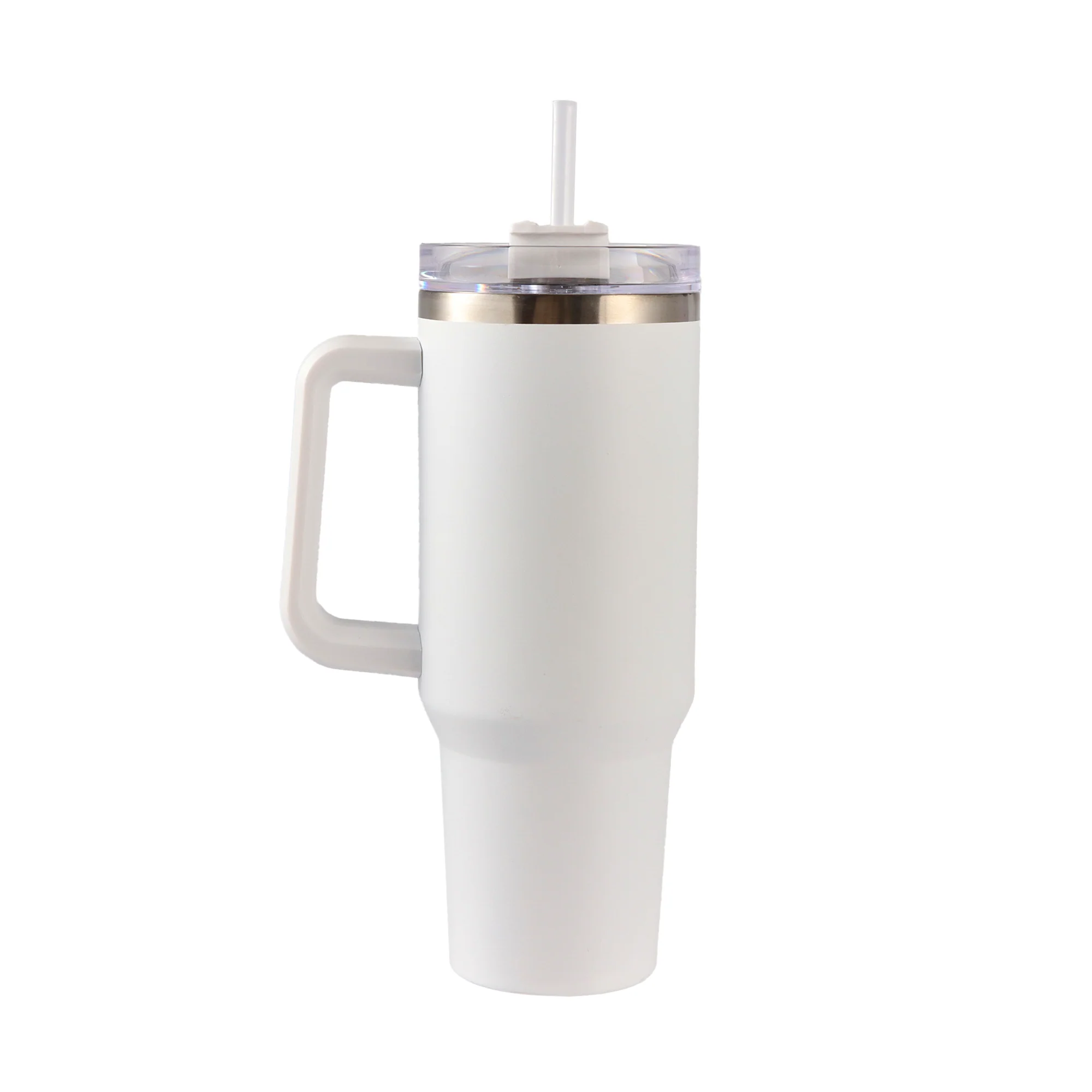 Hello Hobby 40oz Stainless Steel Tumbler with Handle and Lid Straw, Double Wall Insulated, White Blank - Image 2