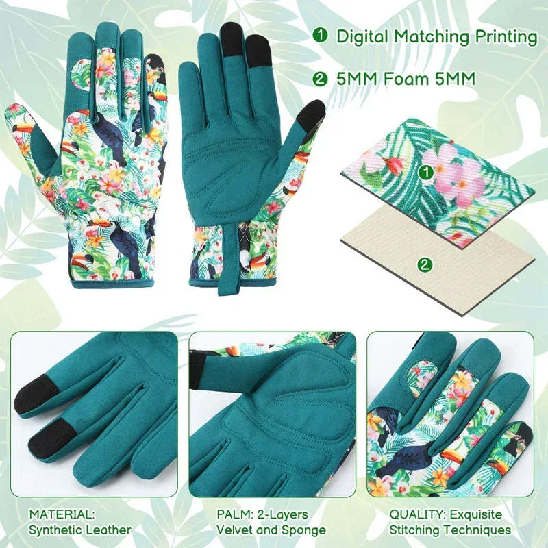 Hengguang Gardening Gloves for Women - Thorn Proof & Puncture Resistant, Breathable Floral Gloves for Rose Pruning,Mother's Day Gift (Floral Design) - Image 2