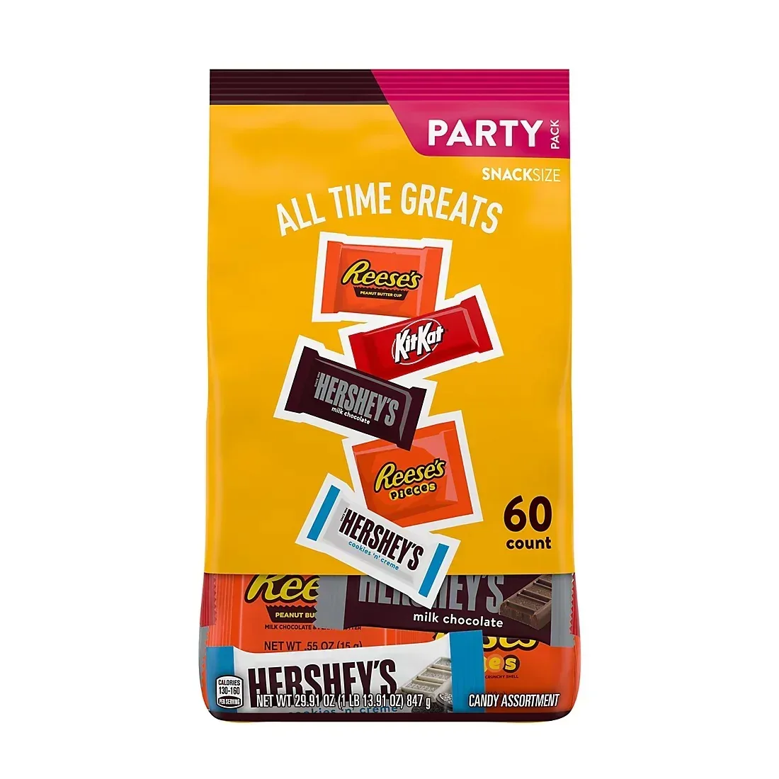 Hershey's, Kit Kat And Reese's Assorted Flavored Snack Size Candy Bulk Bag, 60 ct.