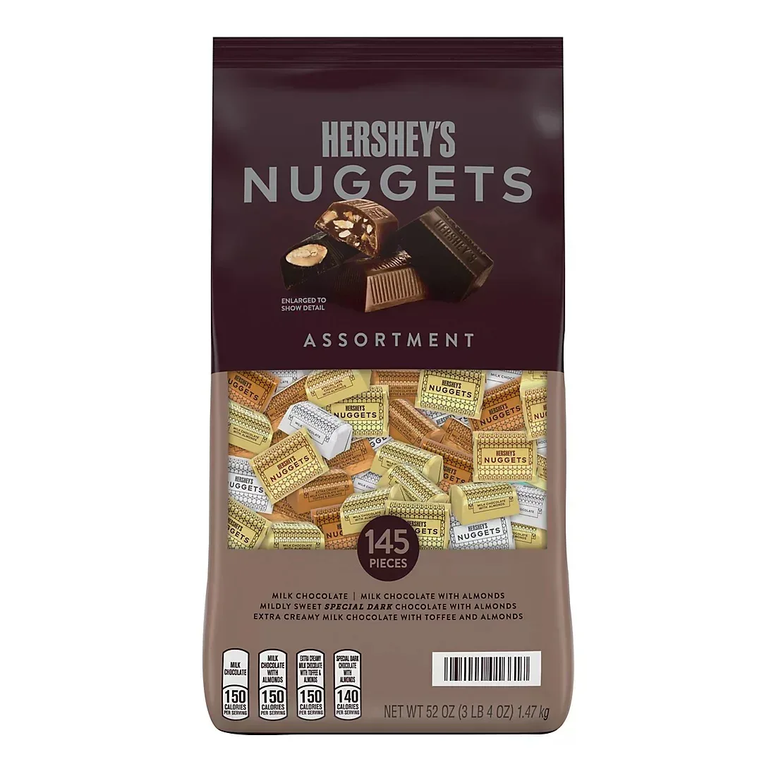 Hershey's Nuggets Snack Size Milk & Dark Chocolate Candy Bars, 145 pk./52 oz.