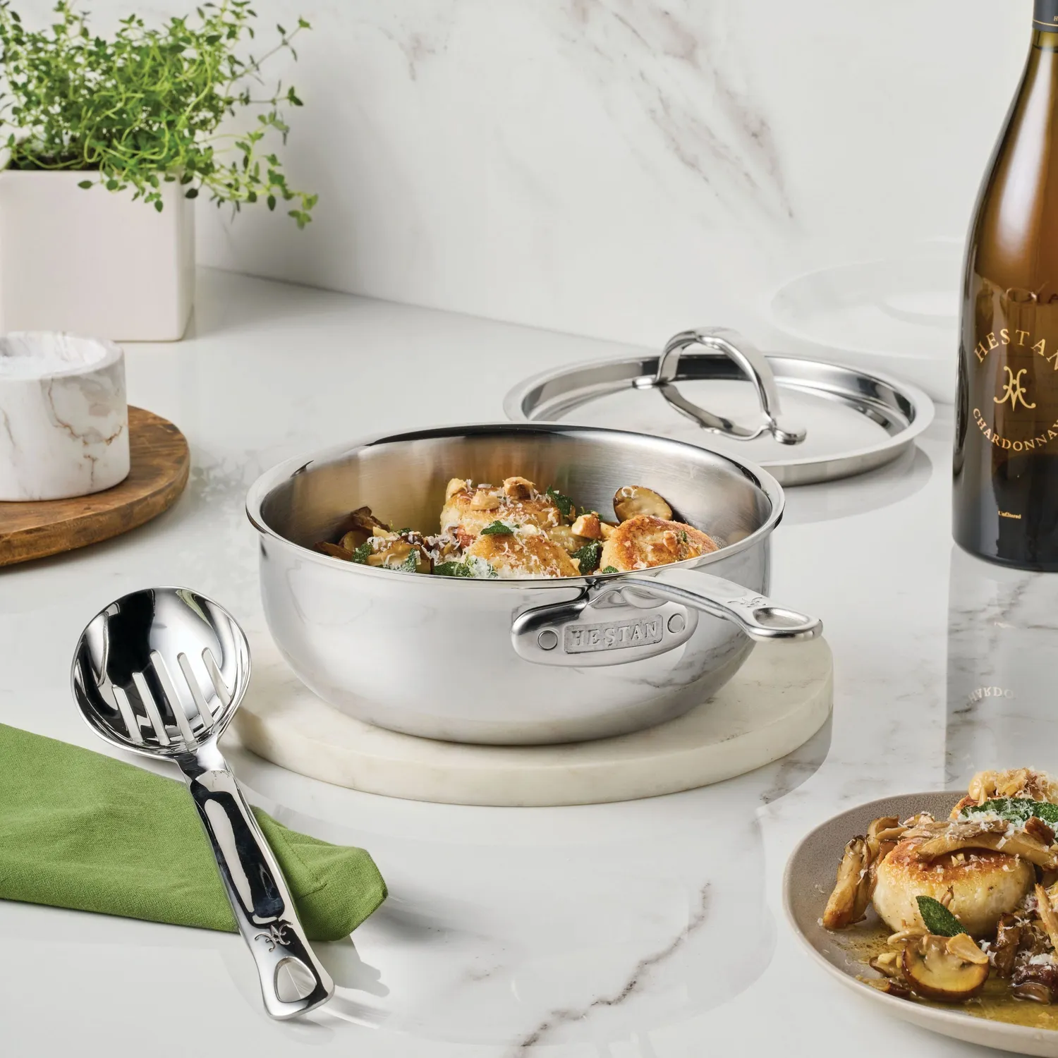 Hestan ProBond Luxe Stainless Steel Saucier with Lid, 2qt. - Image 3