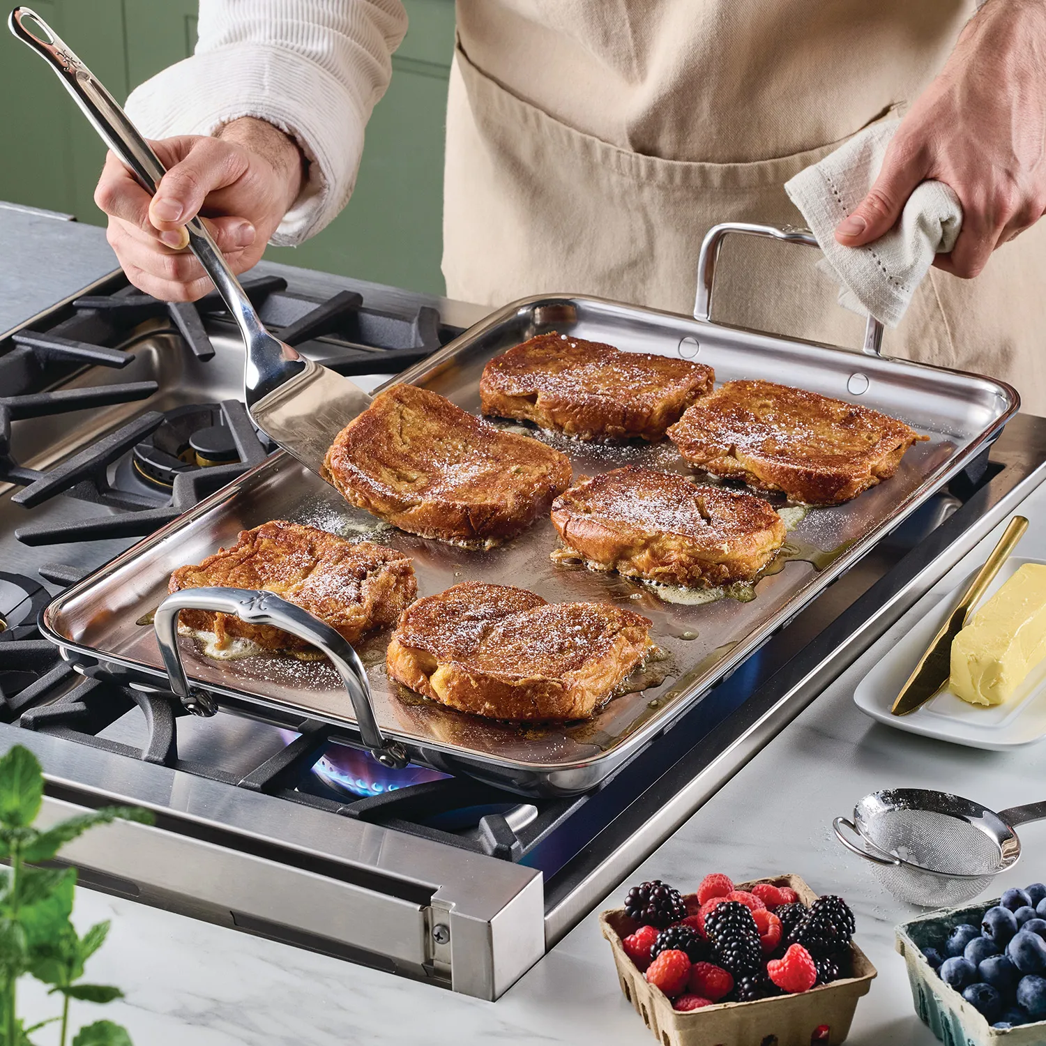 Hestan Provisions Stainless Steel Double Burner Griddle - Image 2