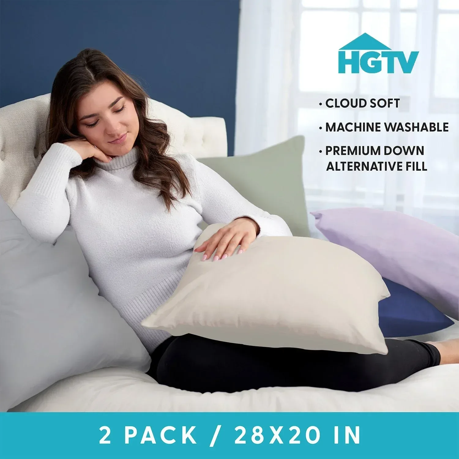 HGTV 2-Pack Fun Cloud Bed Pillow, 20" x 28" - Image 15