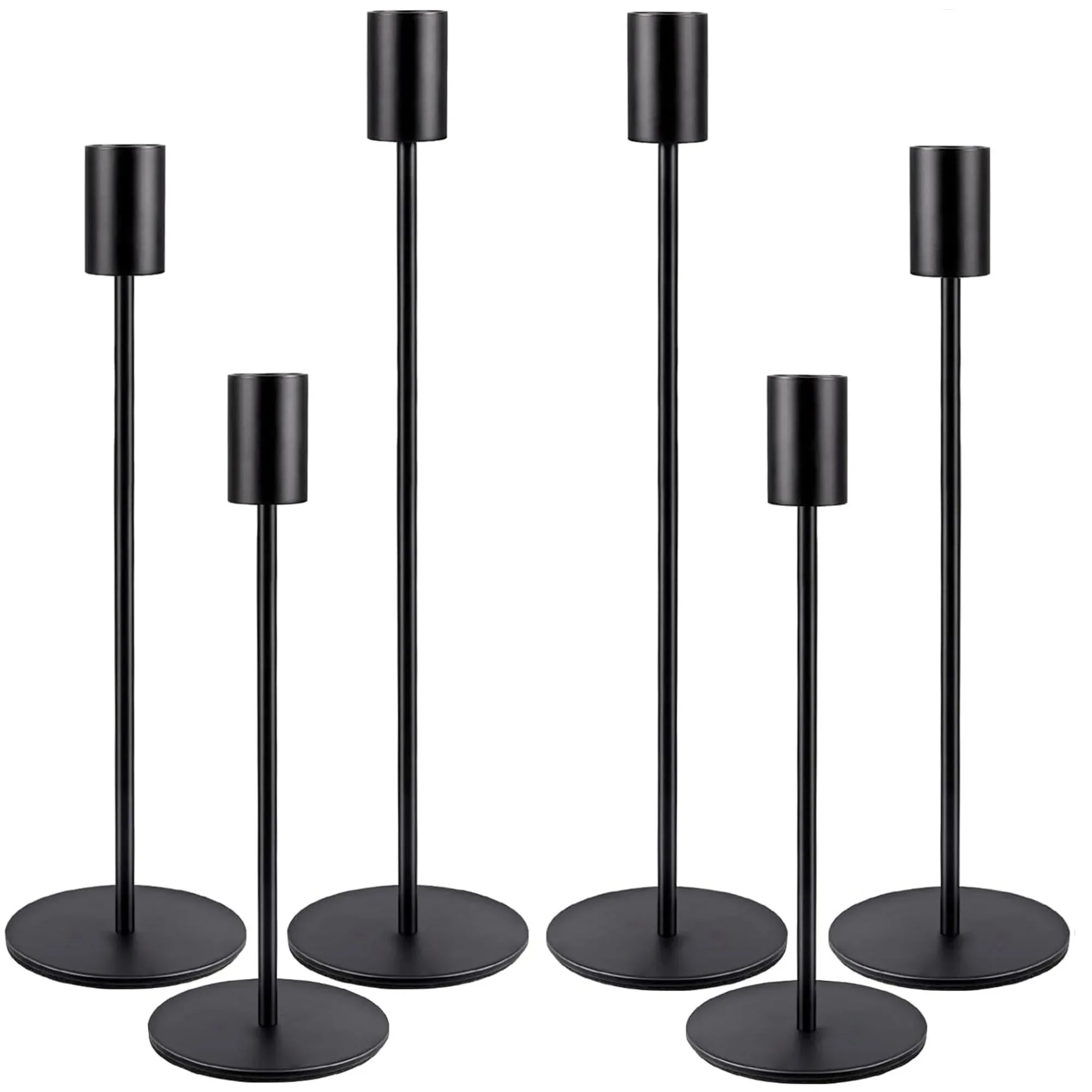 HIDAWN Matte Taper Candle Holders, 6 Pack Metal Candlestick Holders for Wedding, Dinning, Party