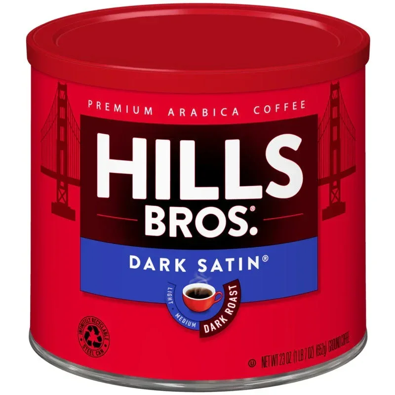 Hills Bros. Coffee Dark Satin - Dark Roast - Ground- Premium Arabica
