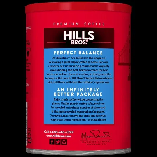 Hills Bros. Coffee Perfect Balance - Medium Roast - Ground - Can - Image 2