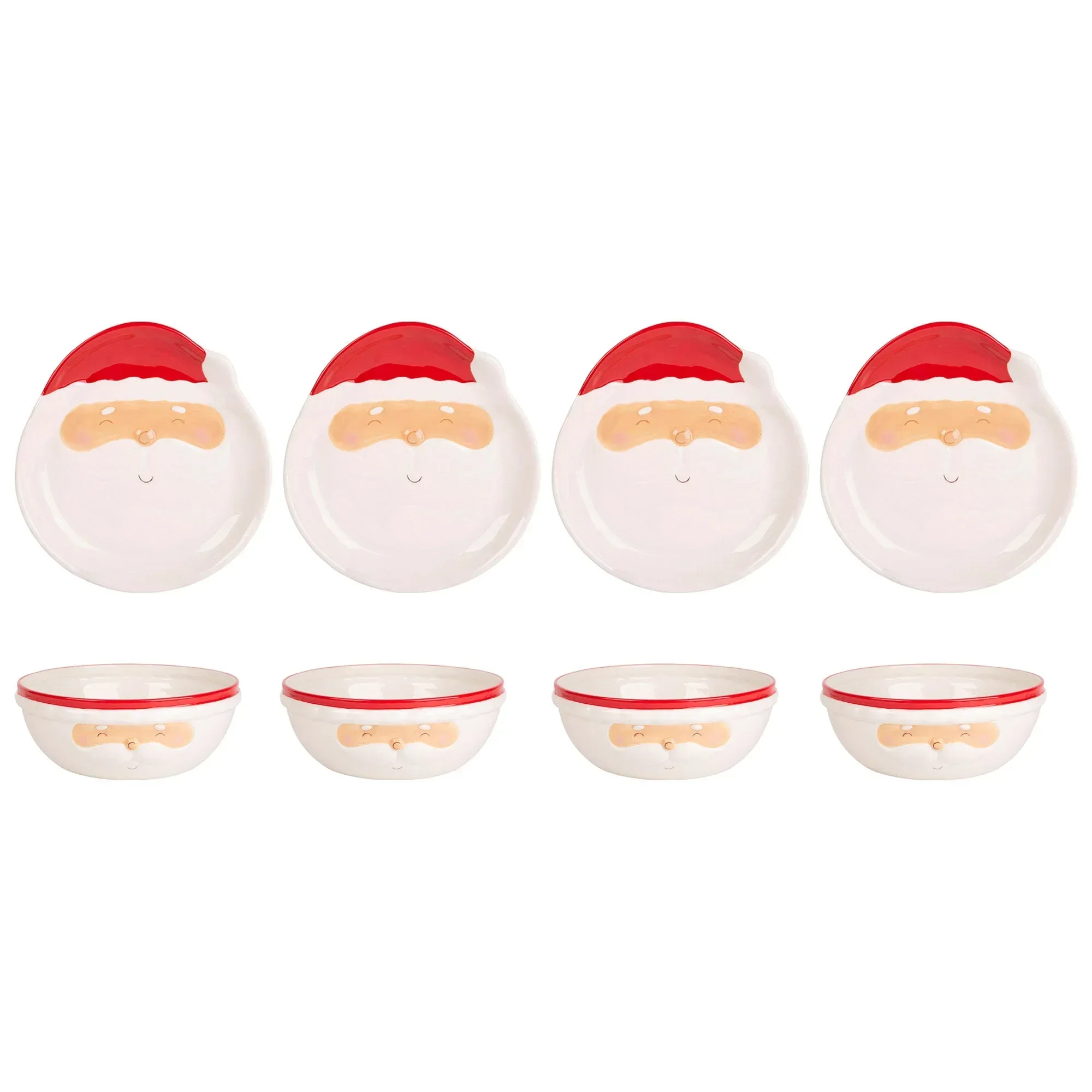 Home Essentials 8-piece Santa Face Plate & Bowl Set - Image 2