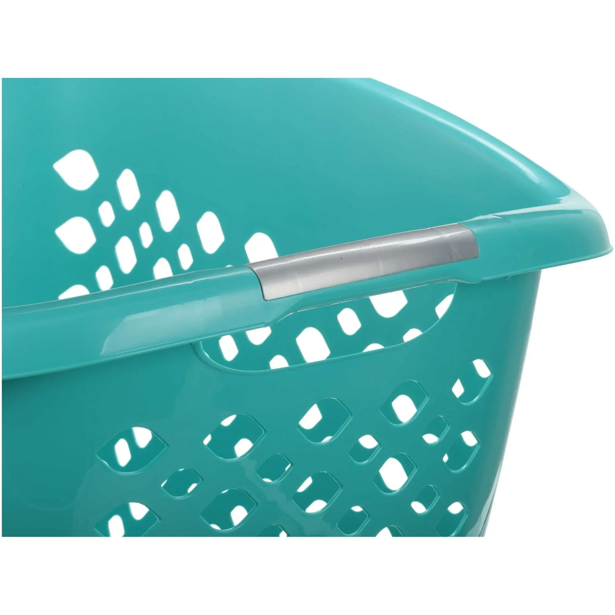 Home Logic 1.8 Bushel Hip Grip Plastic Laundry Basket, Teal, Adult - Image 4