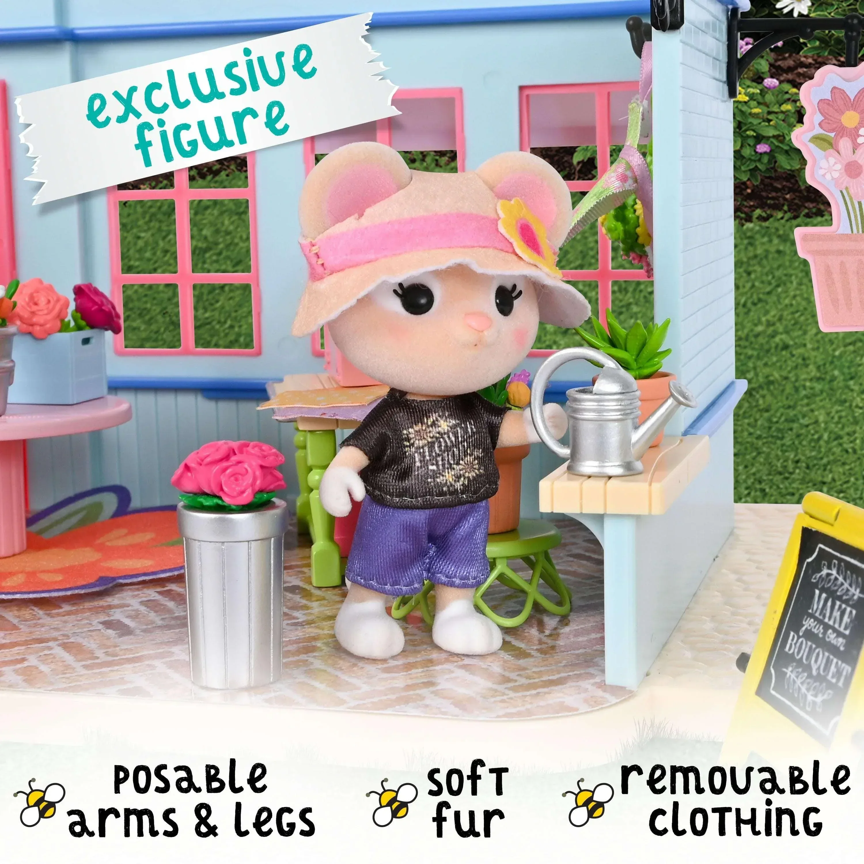 Honey Bee Acres In Bloom Flower Shop Dollhouse – 59 small accessories, Pretend Set for Kids Ages 3+ - Image 3