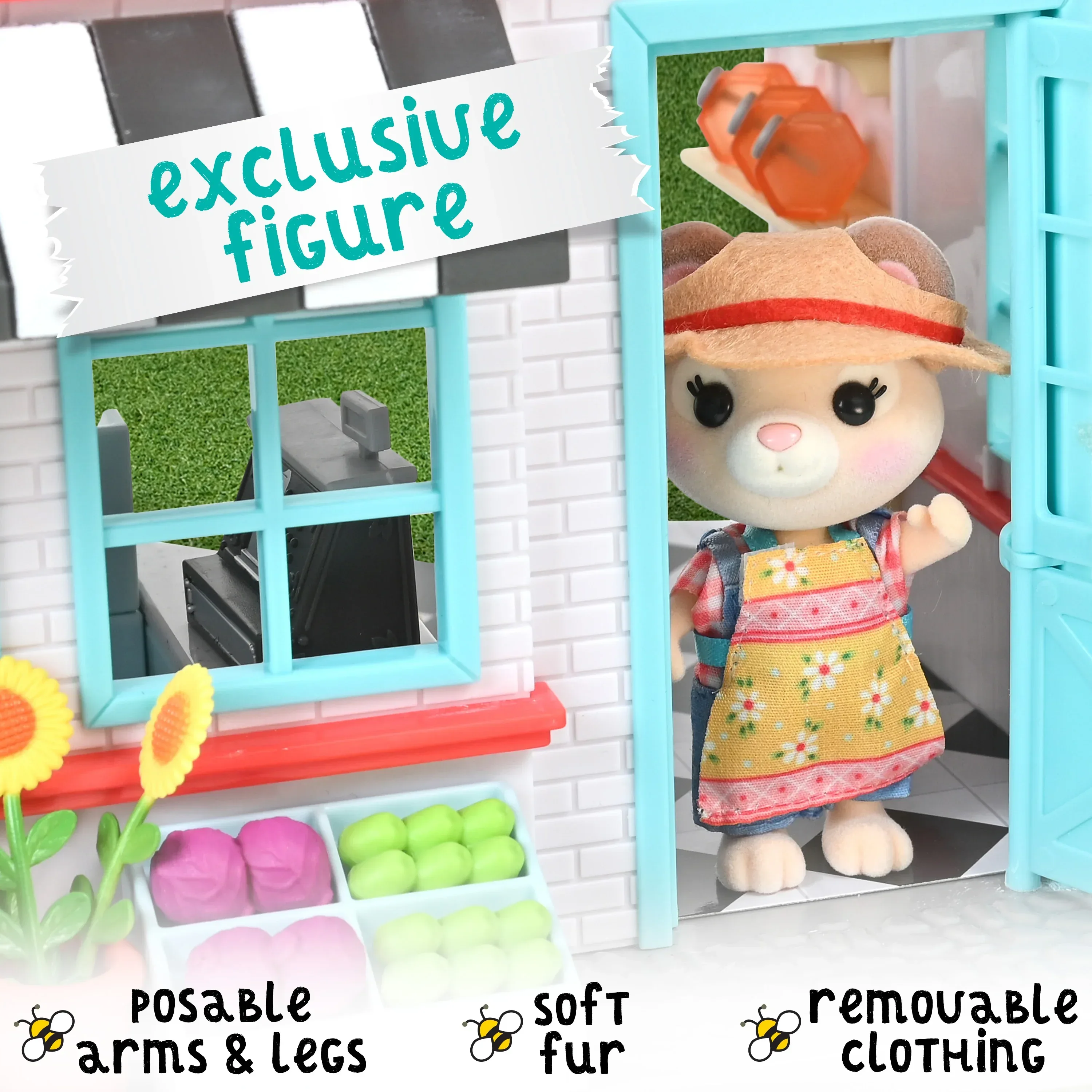 Honey Bee Acres The Buzz General Store - Complete Dollhouse Playset with Miniature Doll Figure, 56 Pieces, Children Ages 3+ - Image 2