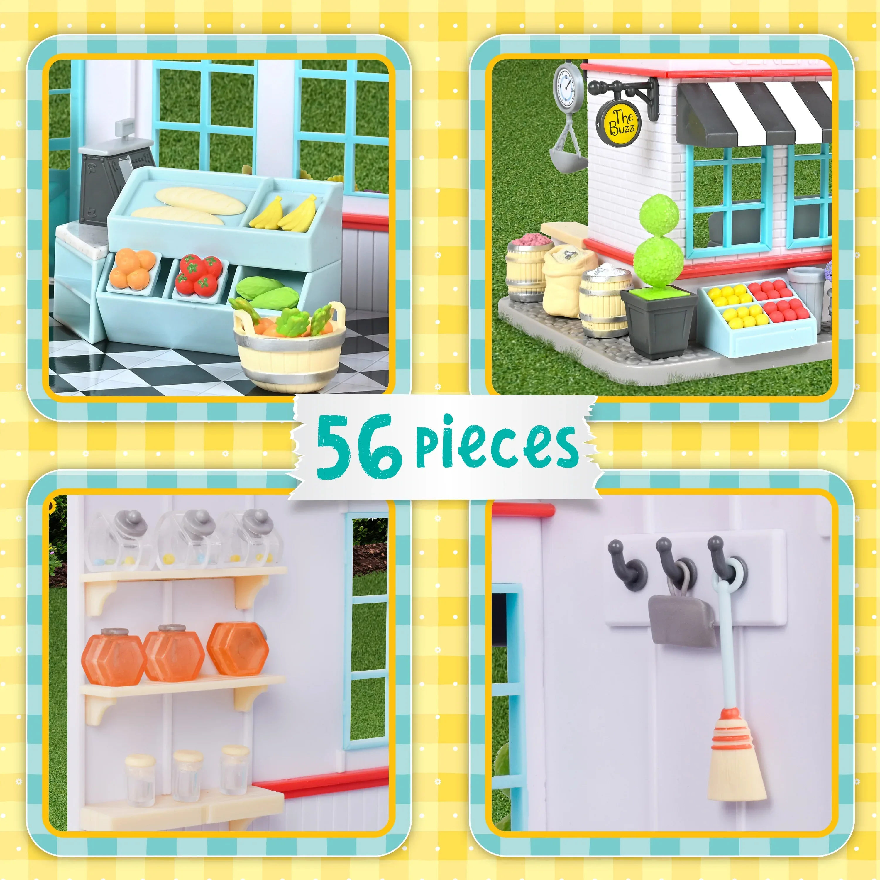Honey Bee Acres The Buzz General Store - Complete Dollhouse Playset with Miniature Doll Figure, 56 Pieces, Children Ages 3+ - Image 3