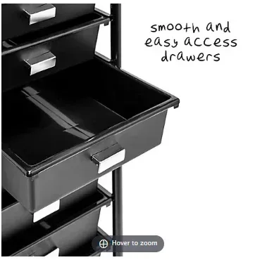 Honey Can Do 12-Drawer Rolling Storage and Craft Cart Organizer - Black - Image 2