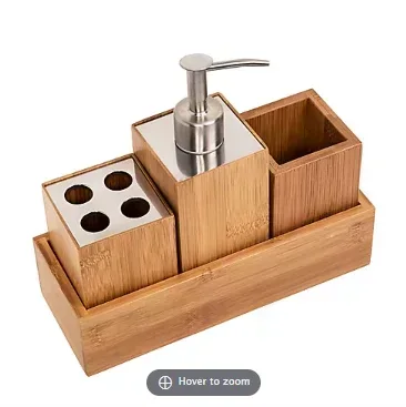 Honey-Can-Do 4-Pc. Bamboo Bathroom Set - Image 2