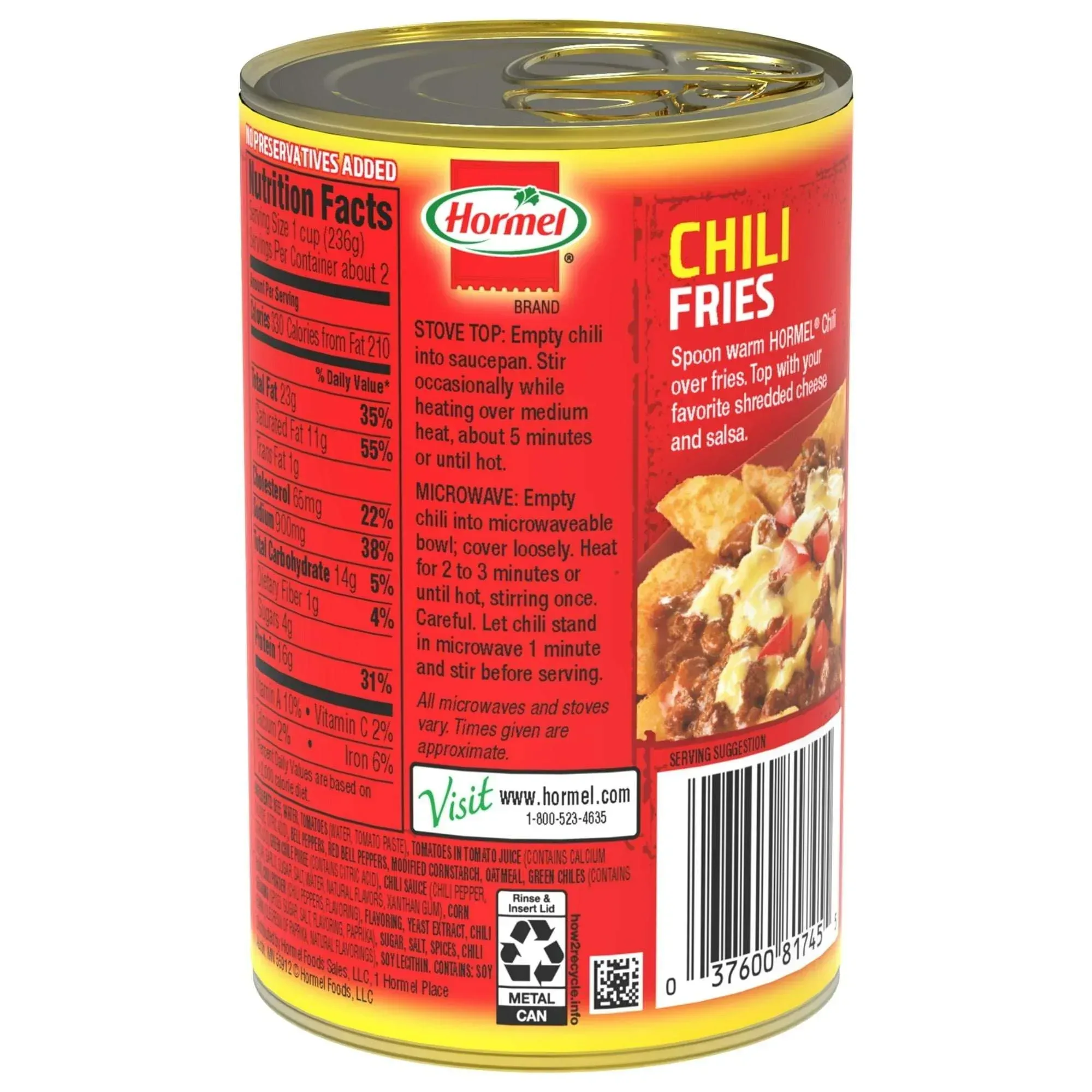 HORMEL Angus Chili No Beans Canned Chili, Shelf-Stable, 15 oz Steel Can - Image 4