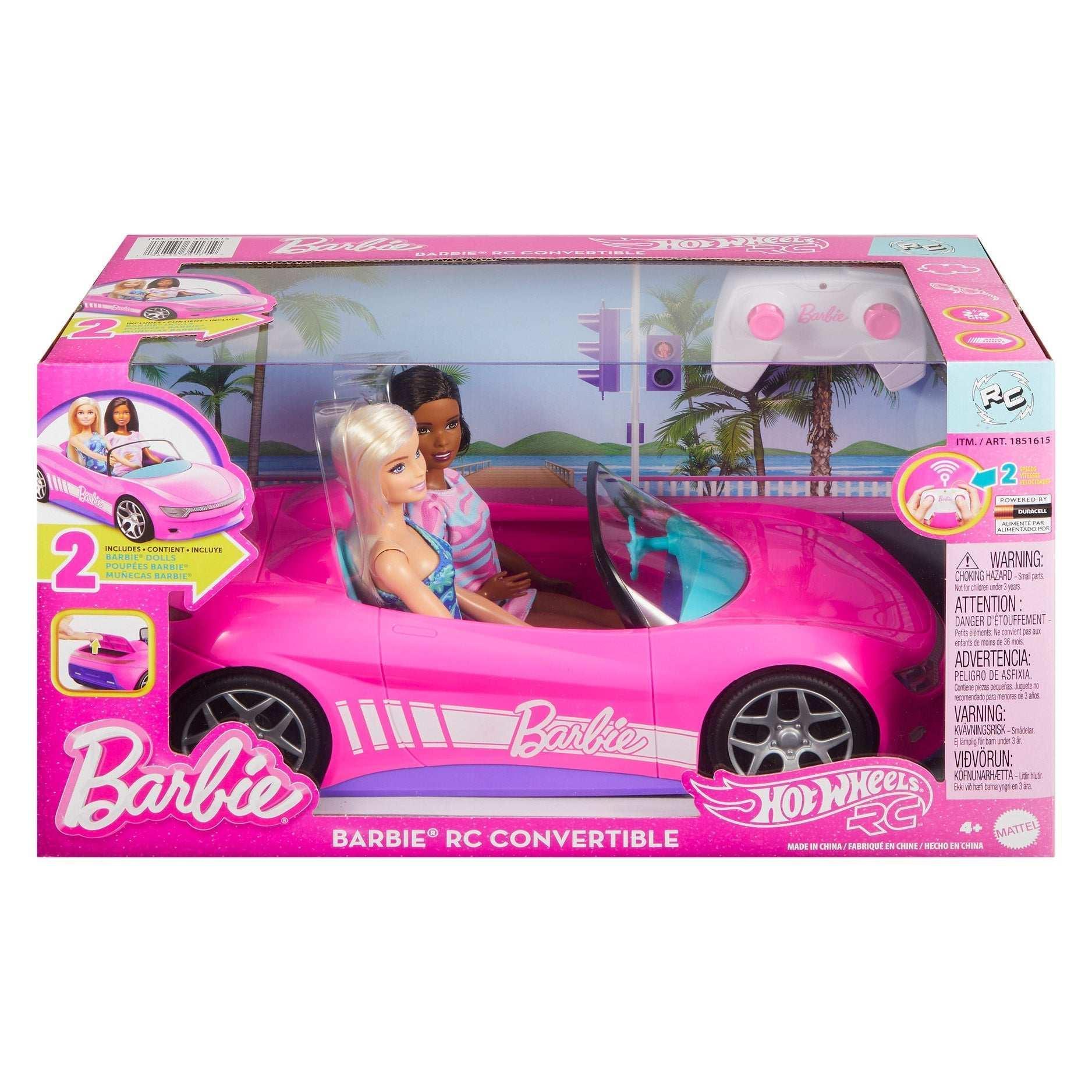 Hot Wheels Barbie RC Convertible Car with 2 Barbie Dolls - Image 2
