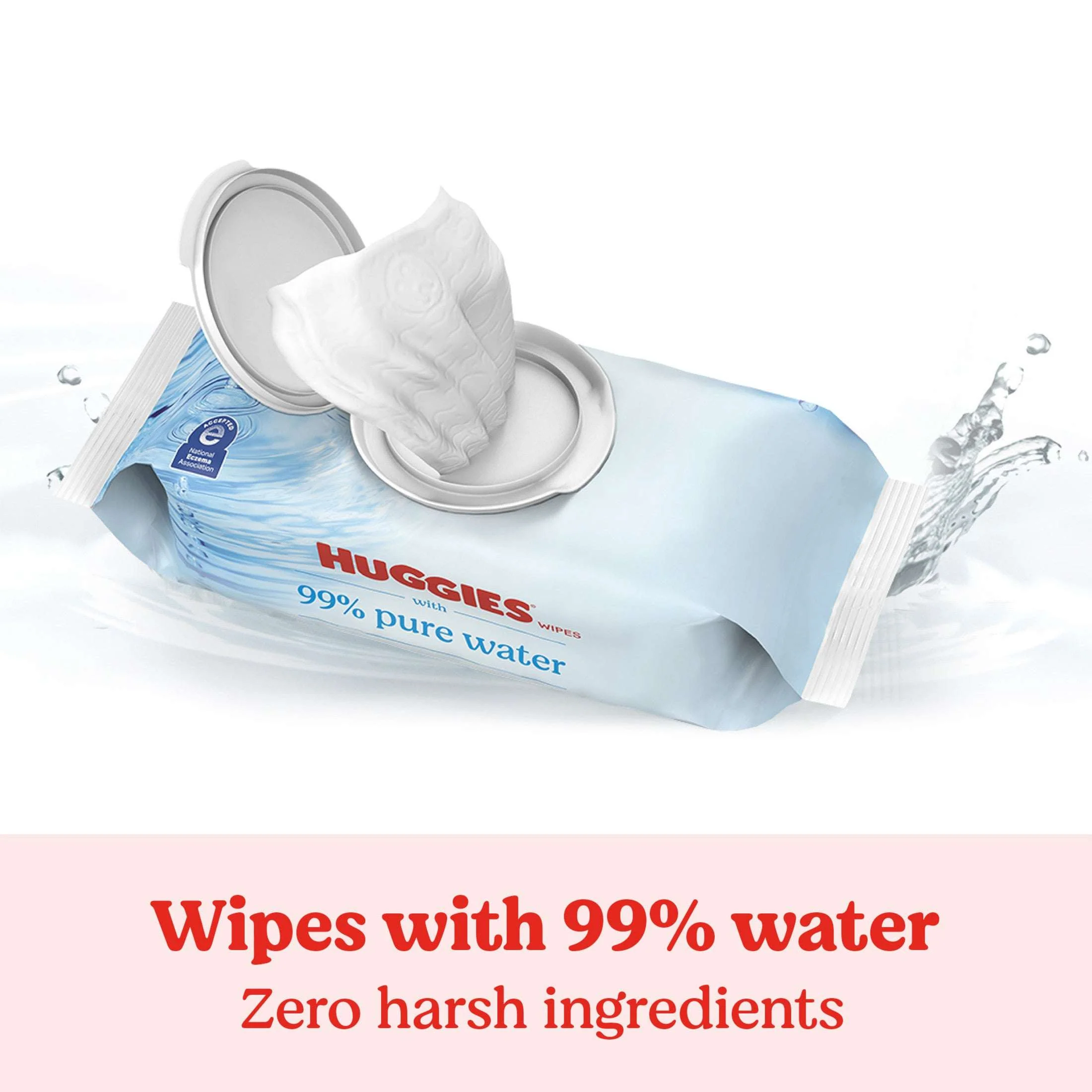 Huggies 99% Pure Water Unscented Wipes, 1 Flip-Top Packs, 56 Total Count - Image 2