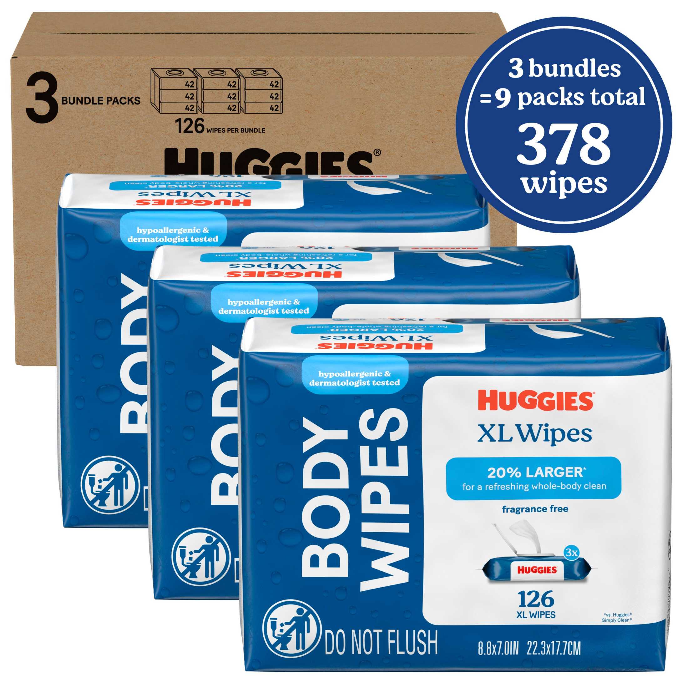 Huggies Extra Large Unscented Wipes, 3 Flip-Top Packs, 126 Count - Image 2