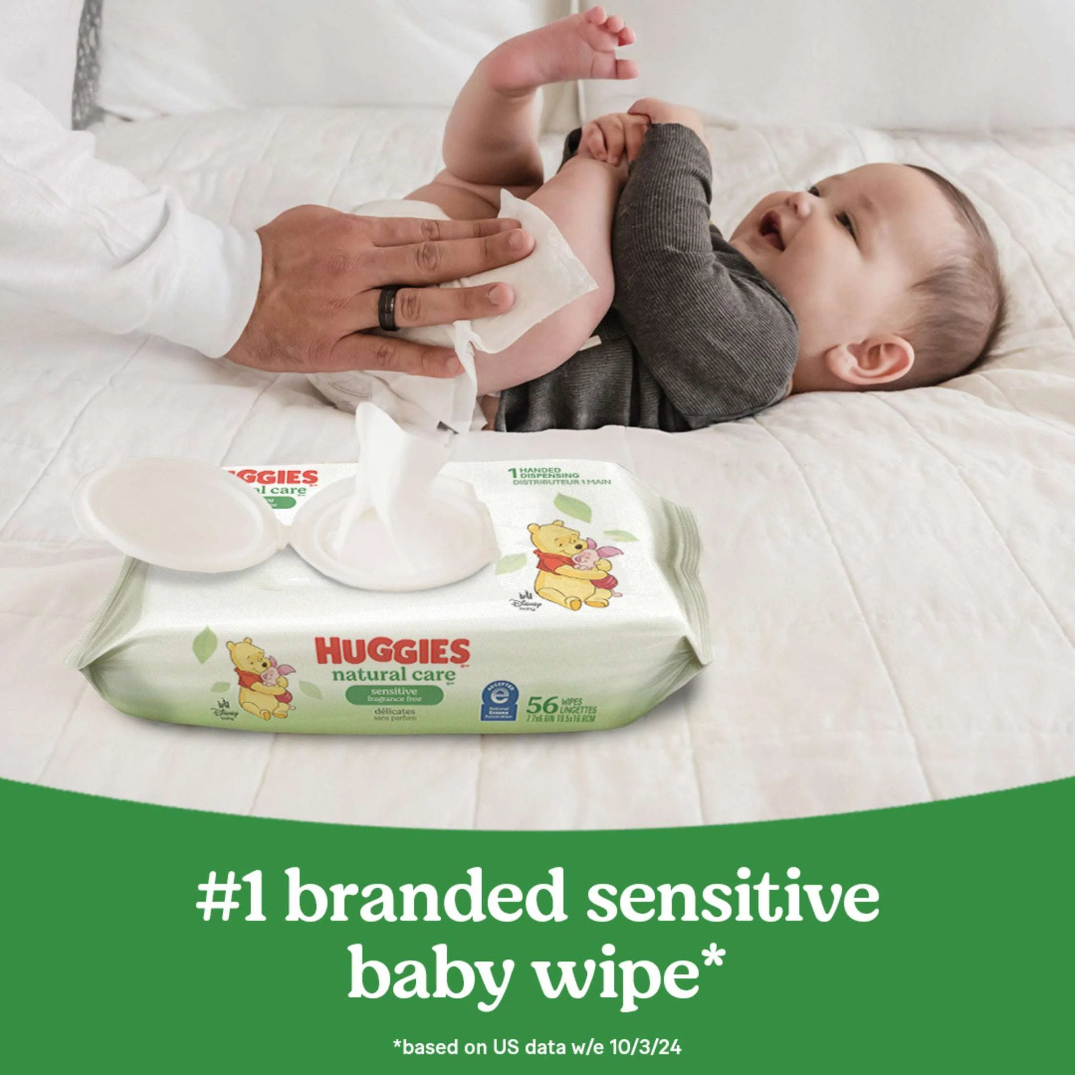 Huggies Natural Care Sensitive Baby Wipes, Unscented, 1 Flip-Top Pack, 56 Count (Select for More) - Image 10