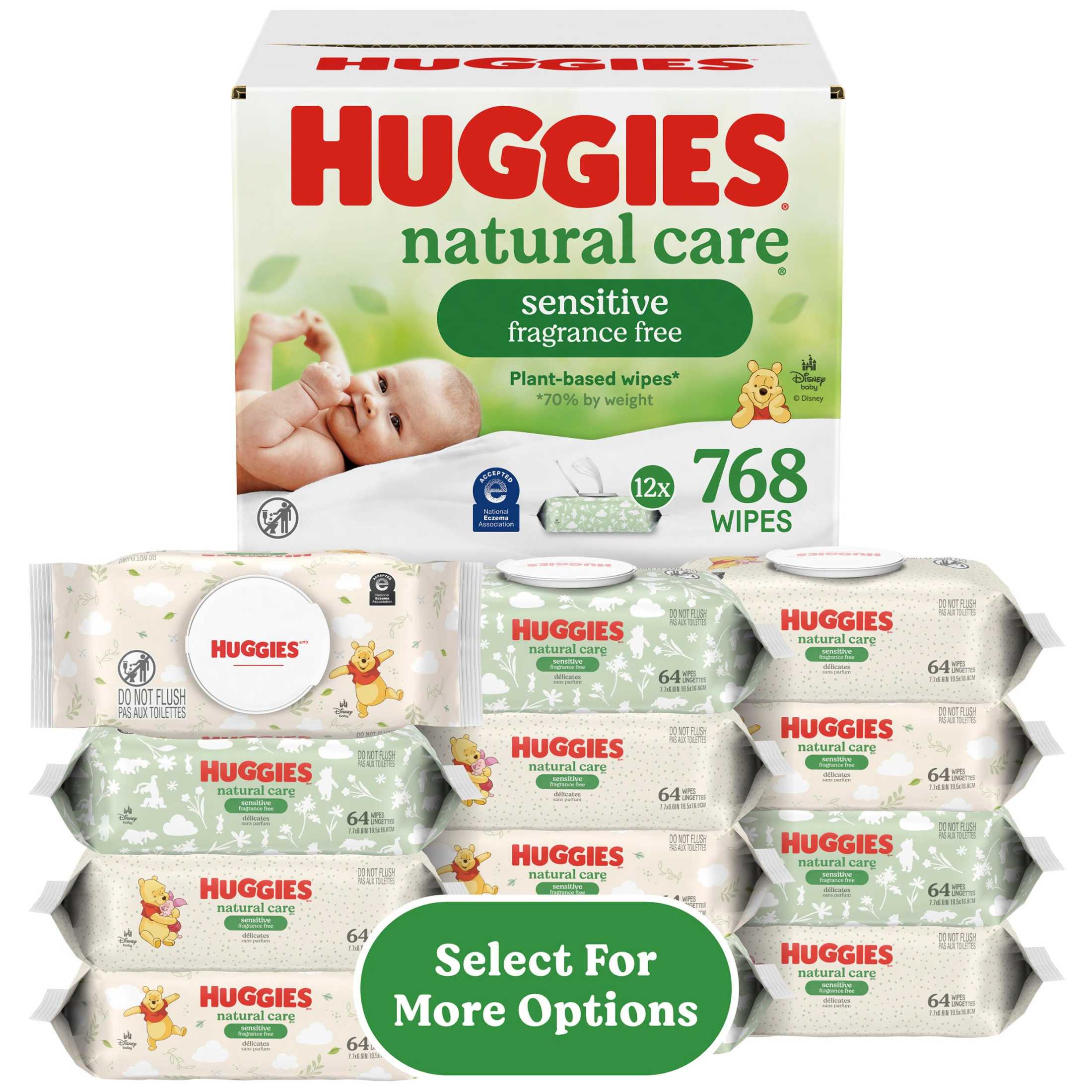 Huggies Natural Care Sensitive Baby Wipes, Unscented, 1 Flip-Top Pack, 56 Count (Select for More) - Image 17