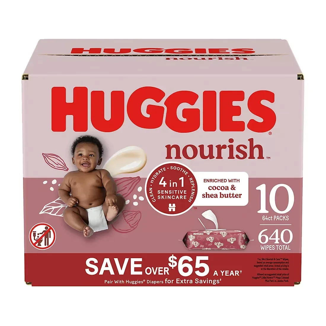 Huggies Nourish Scented Push Button Pack Baby Wipes, 10 pk.