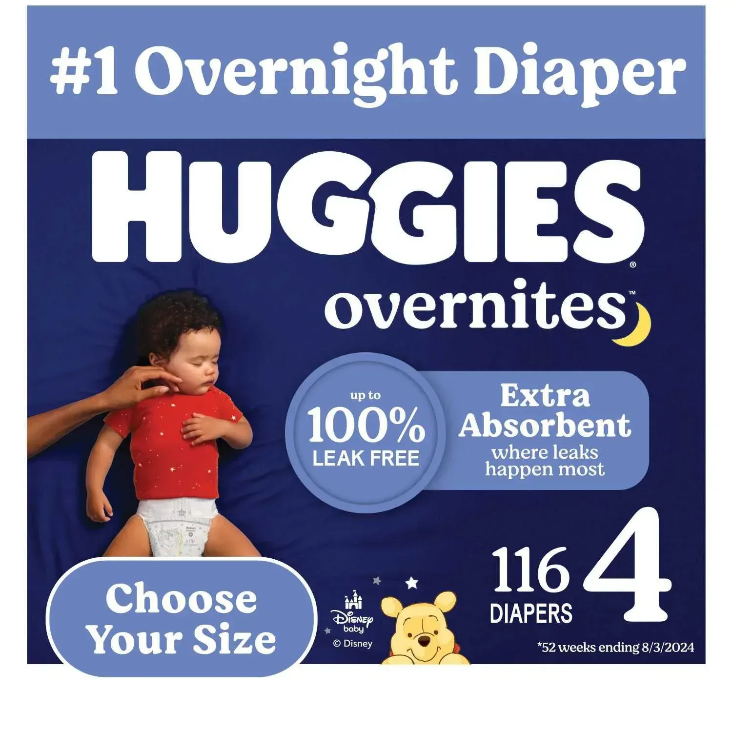 Huggies Overnites Nighttime Baby Diapers, Sizes 3-7 - Image 2