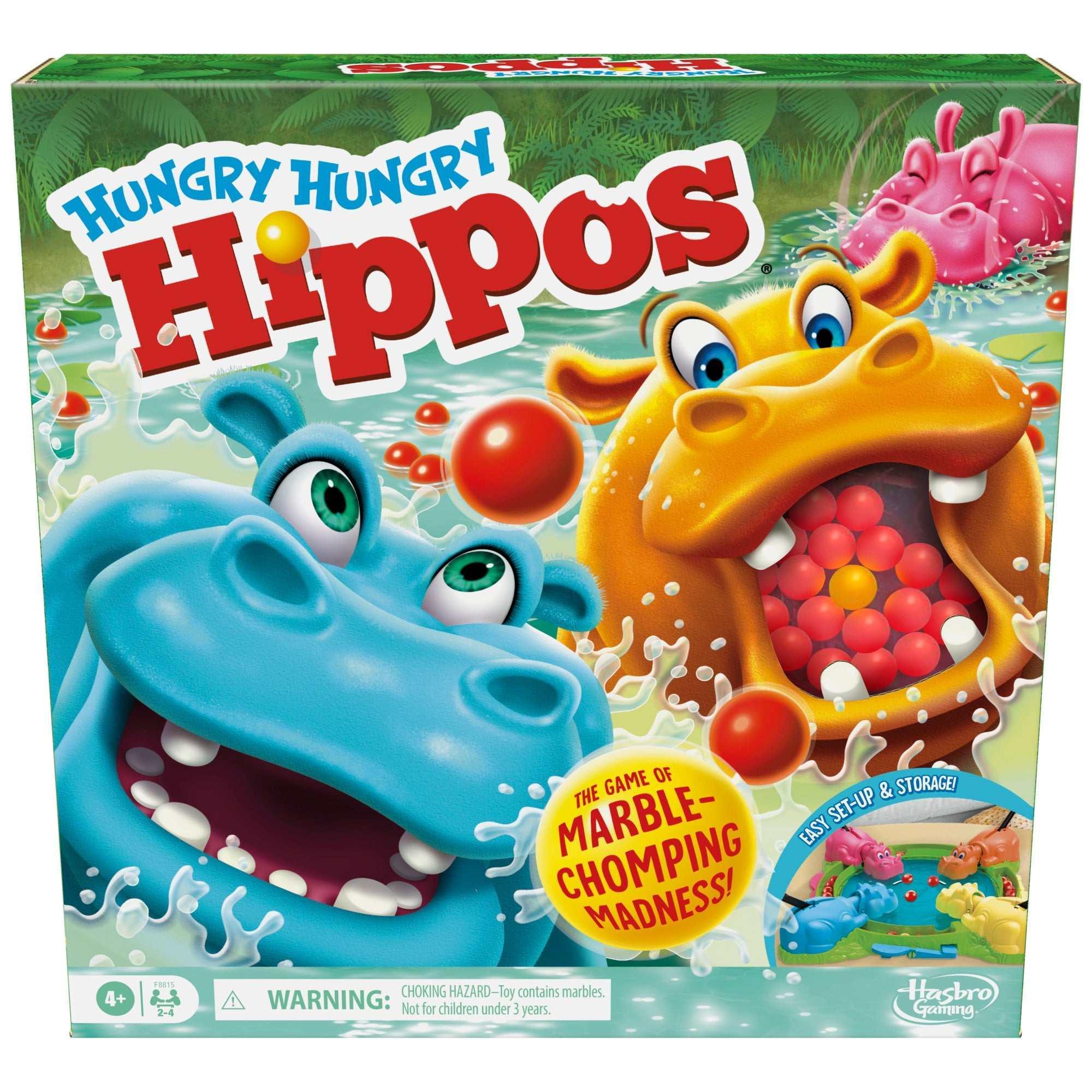 Hungry Hungry Hippos Board Game for Preschoolers, Ages 4 and up, For 2 to 4 Players, Holiday Gifts for Kids