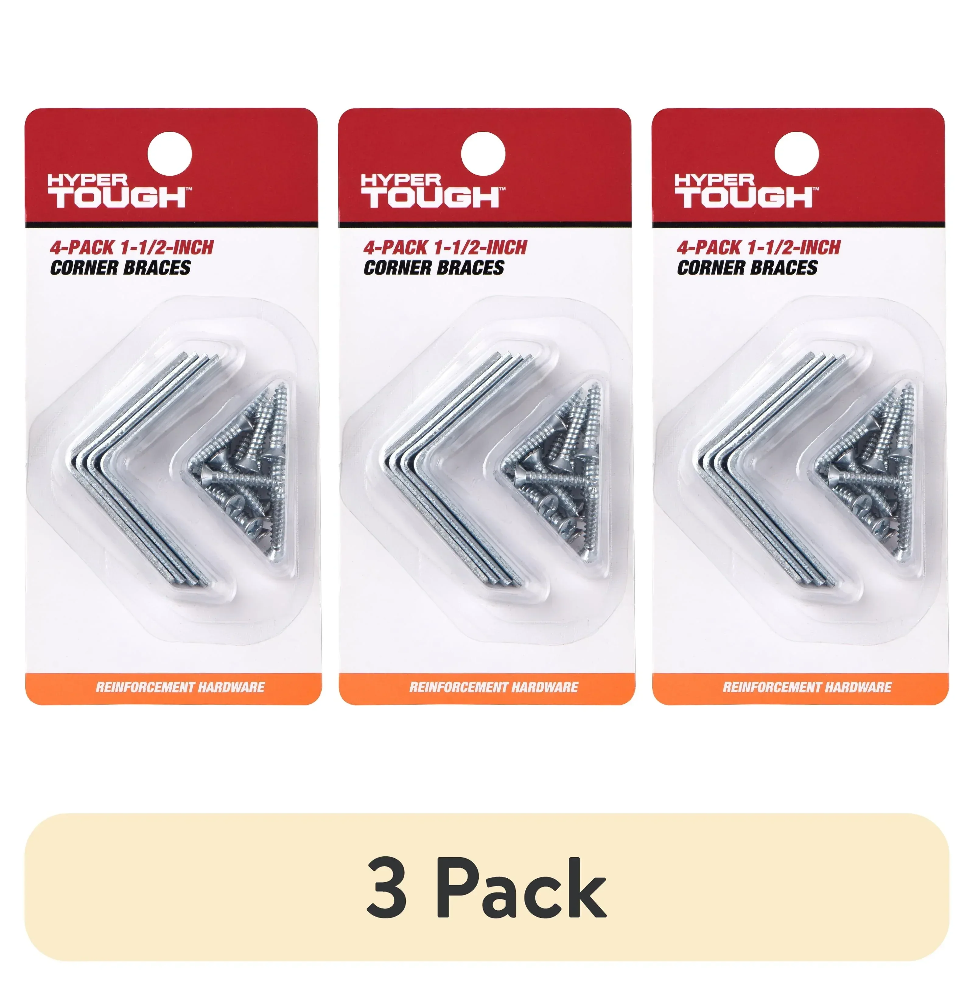 Hyper Tough 1-1/2 x 1-1/2 inch Corner Brace, Steel, Zinc Plated (4 Pack), mounting hardware included - Image 8