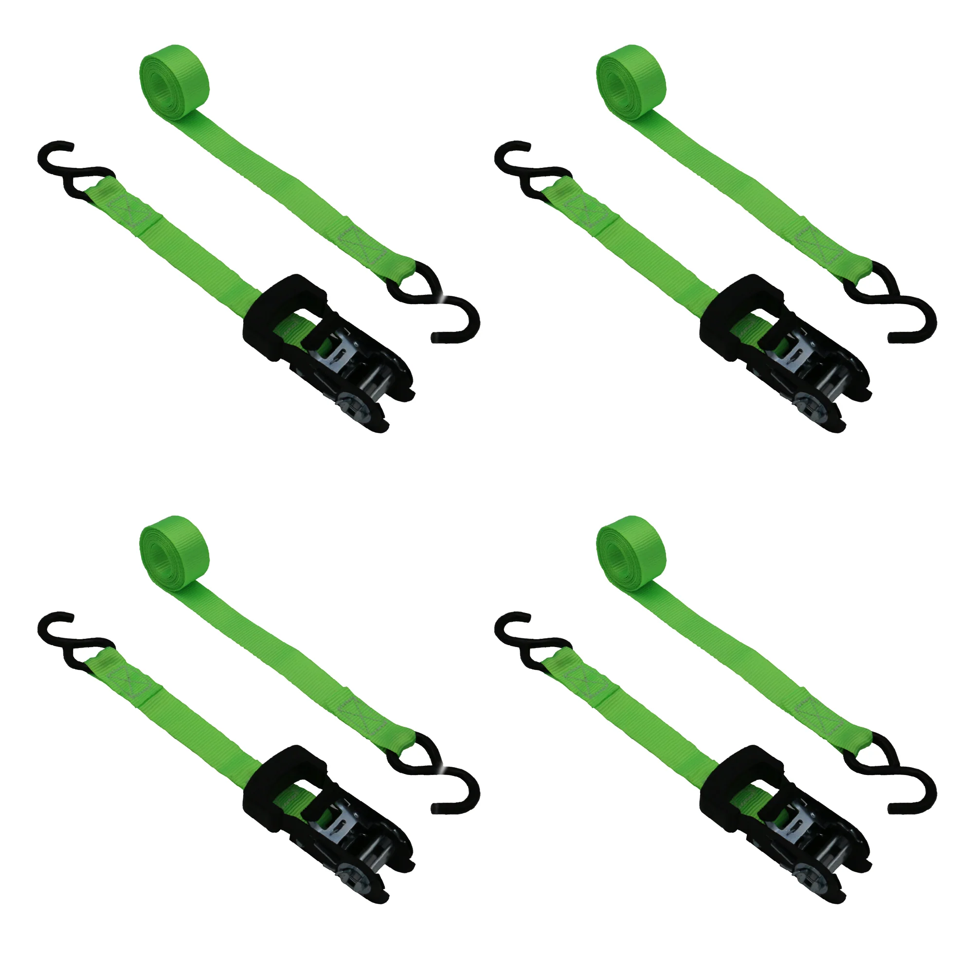 Hyper Tough 1 inch by 10 feet 500 lbs. S-Hook Ratchet Tie Down 4 Pack