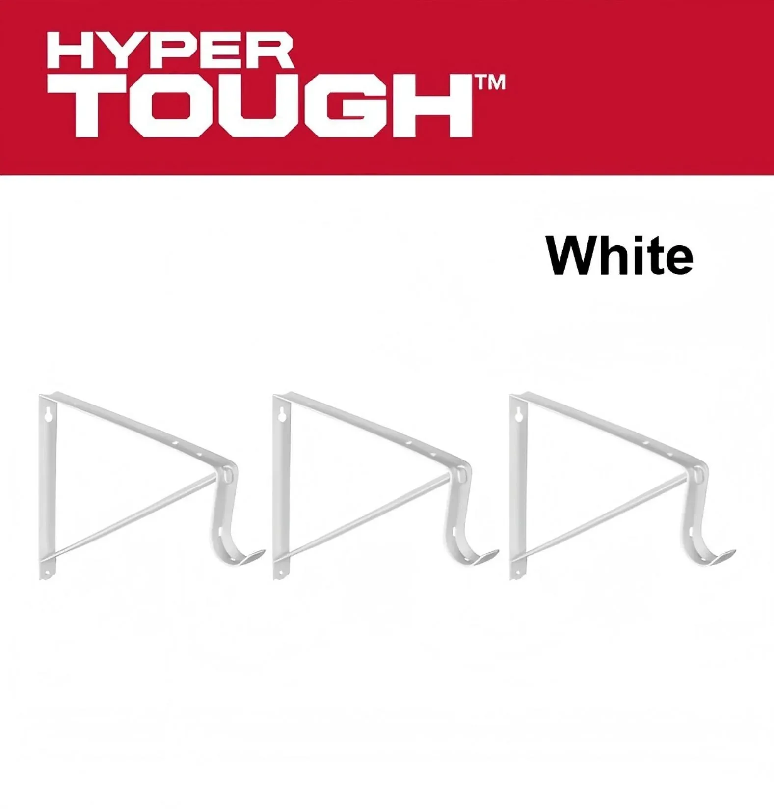 Hyper Tough 12 inch Closet Rod Bracket White 3PK - Image 5