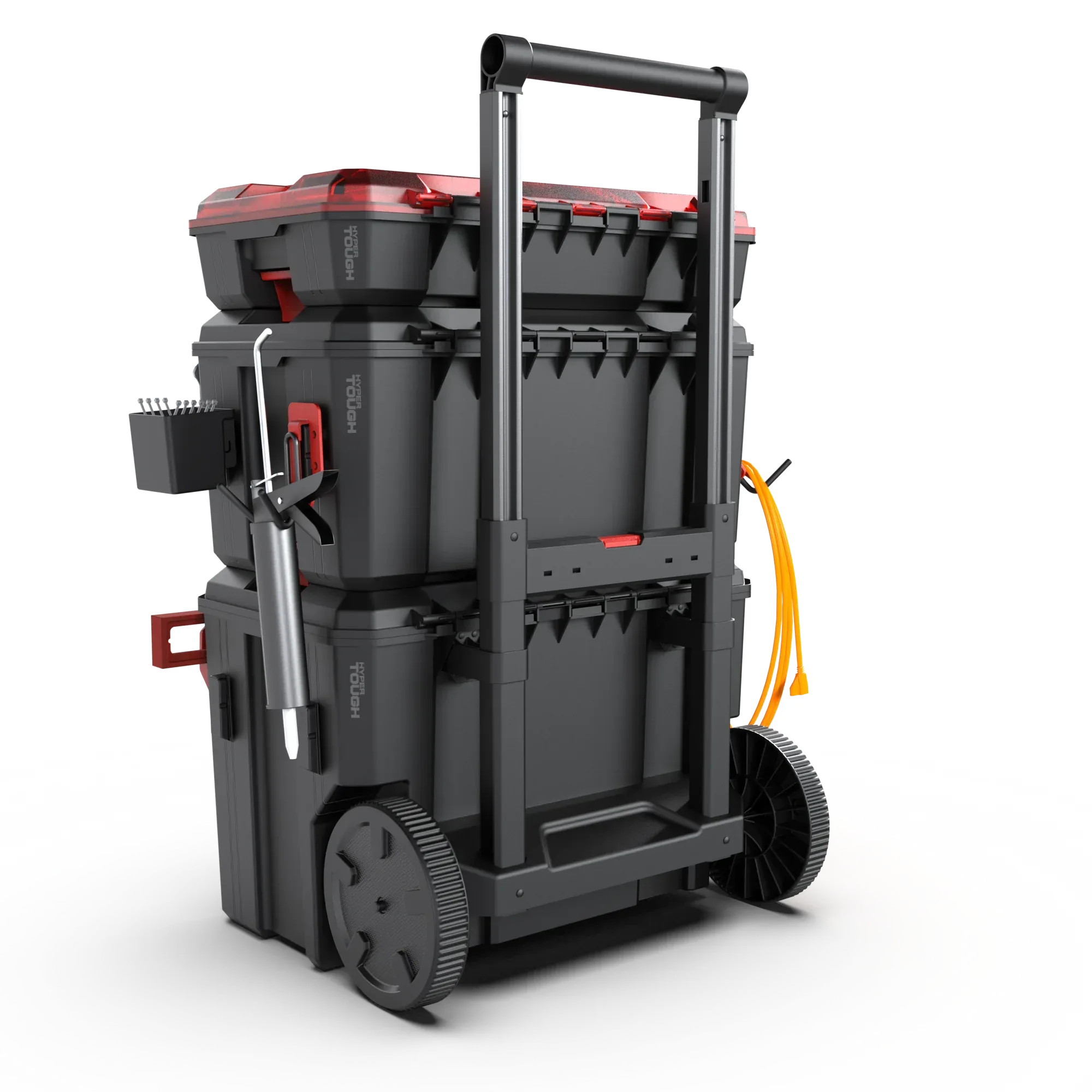 Hyper Tough Hyper Stack Heavy Duty 3 Piece Modular Rolling Toolbox System, Black - Image 10