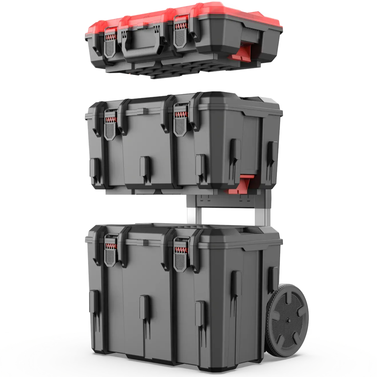 Hyper Tough Hyper Stack Heavy Duty 3 Piece Modular Rolling Toolbox System, Black - Image 2