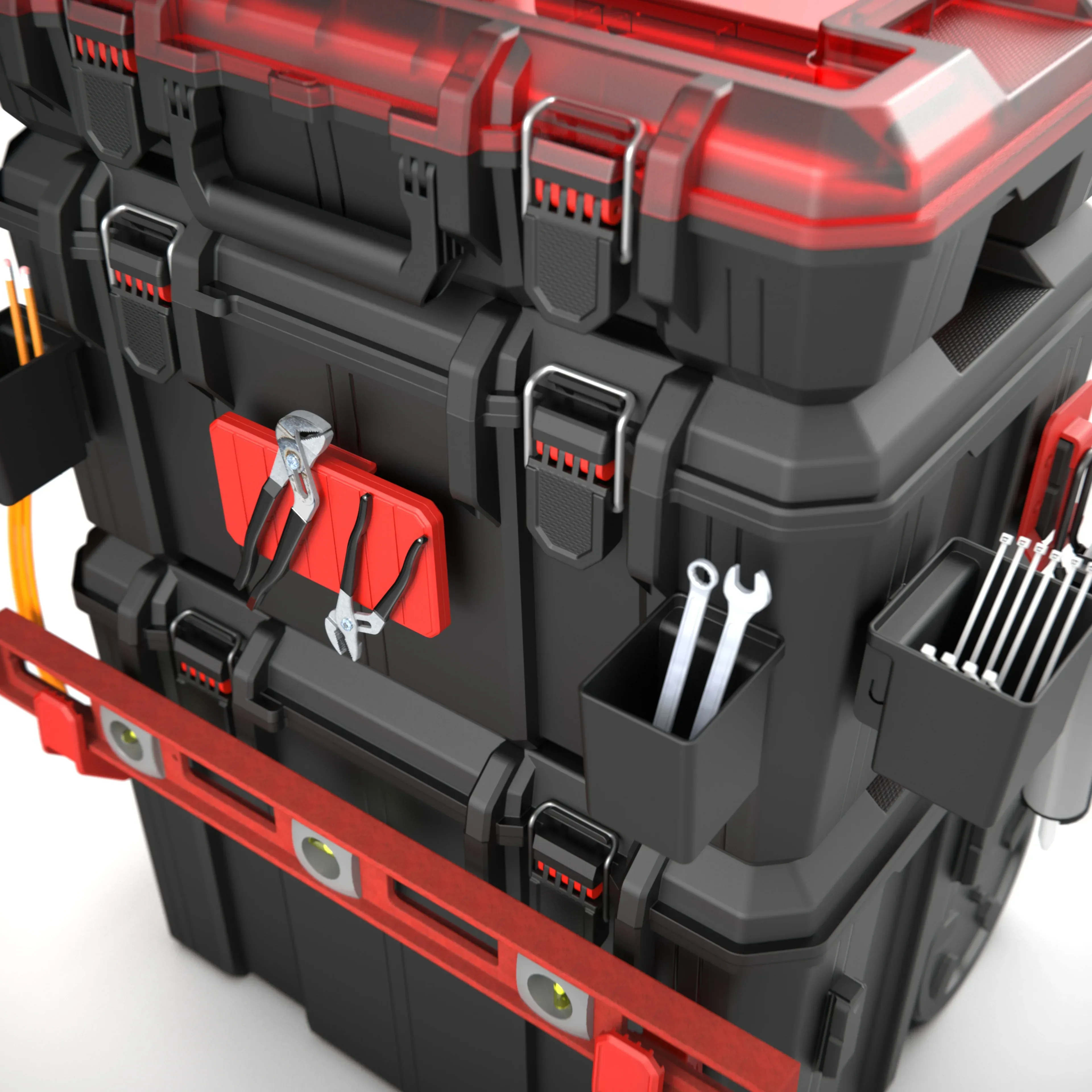 Hyper Tough Hyper Stack Heavy Duty 3 Piece Modular Rolling Toolbox System, Black - Image 4