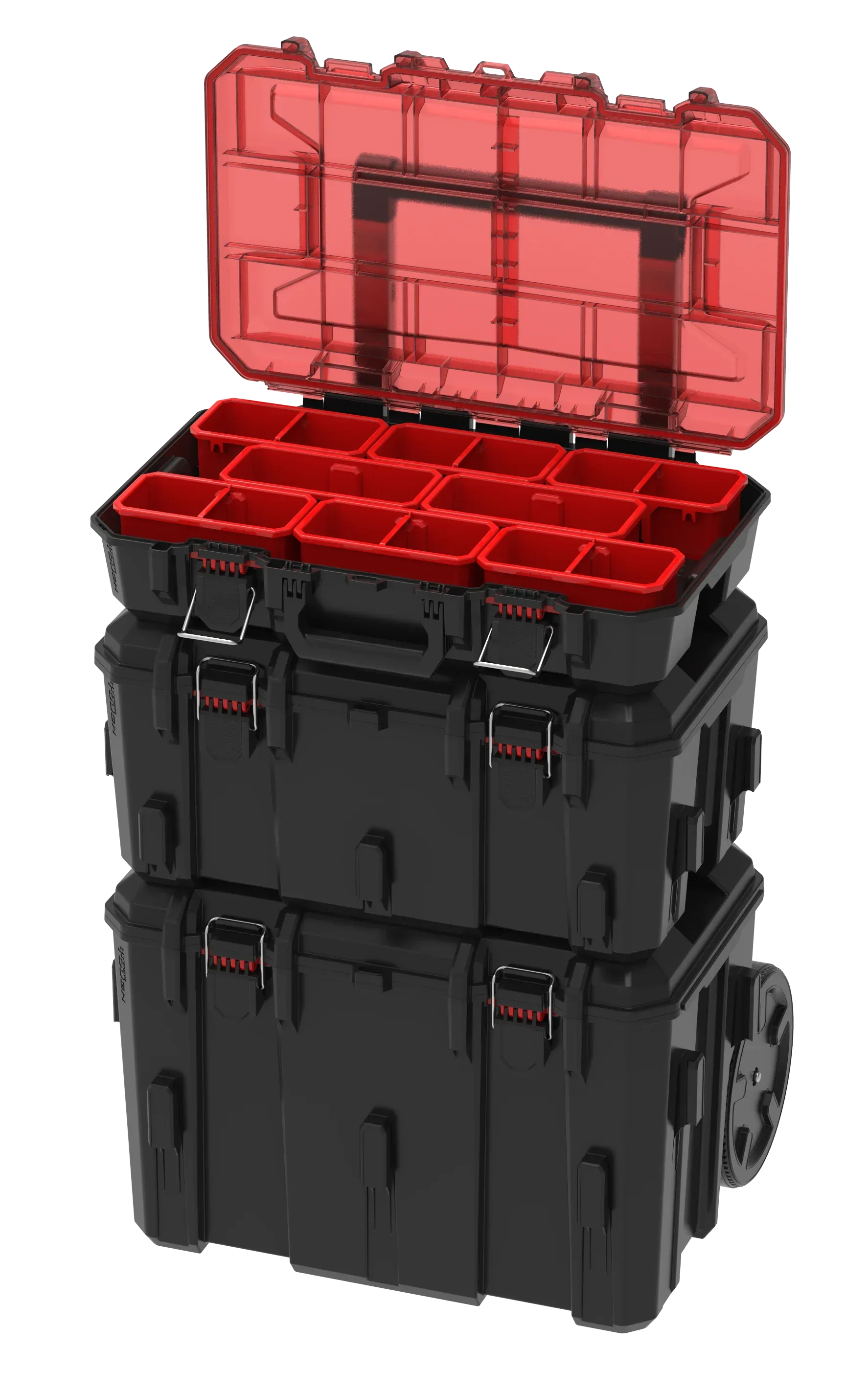 Hyper Tough Hyper Stack Heavy Duty 3 Piece Modular Rolling Toolbox System, Black - Image 9