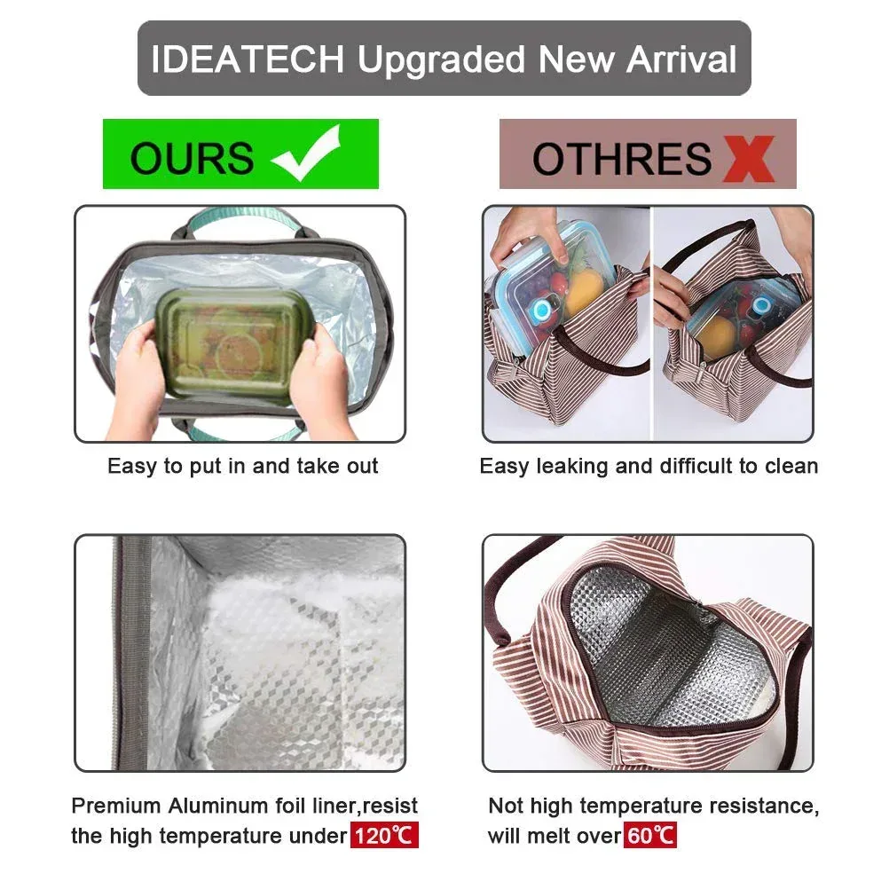 ideaTech Polyester Reusable Lunch Bags, Insulated Lunch Box for Women and Men, Freezer Safe, 1 Count - Image 6