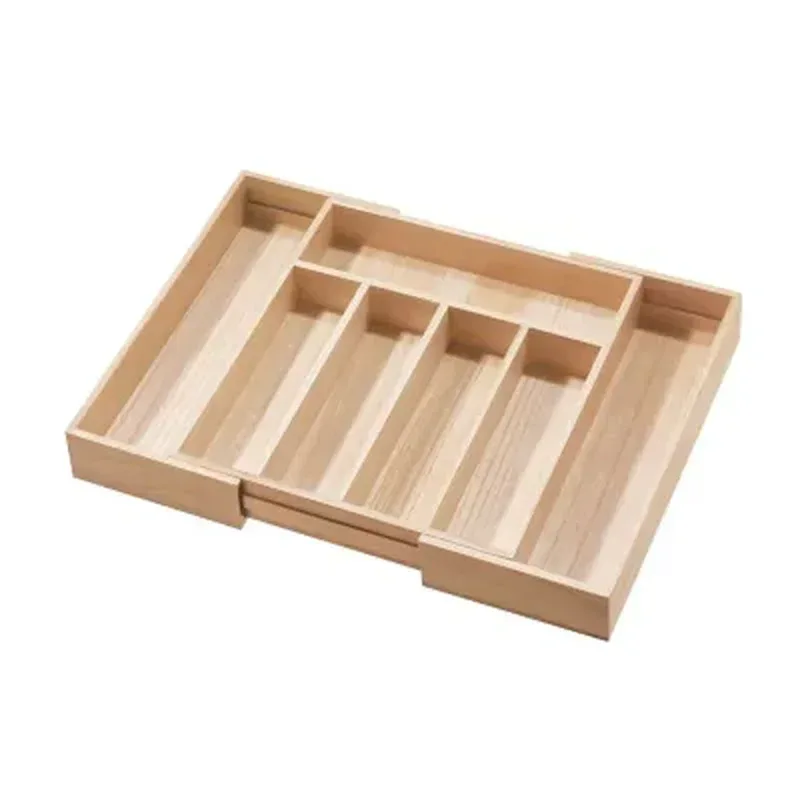 Idesign Renewable Paulownia Wood Collection Expandable Flatware and Cutlery Tray, 15" X 12" to 22" - Image 8