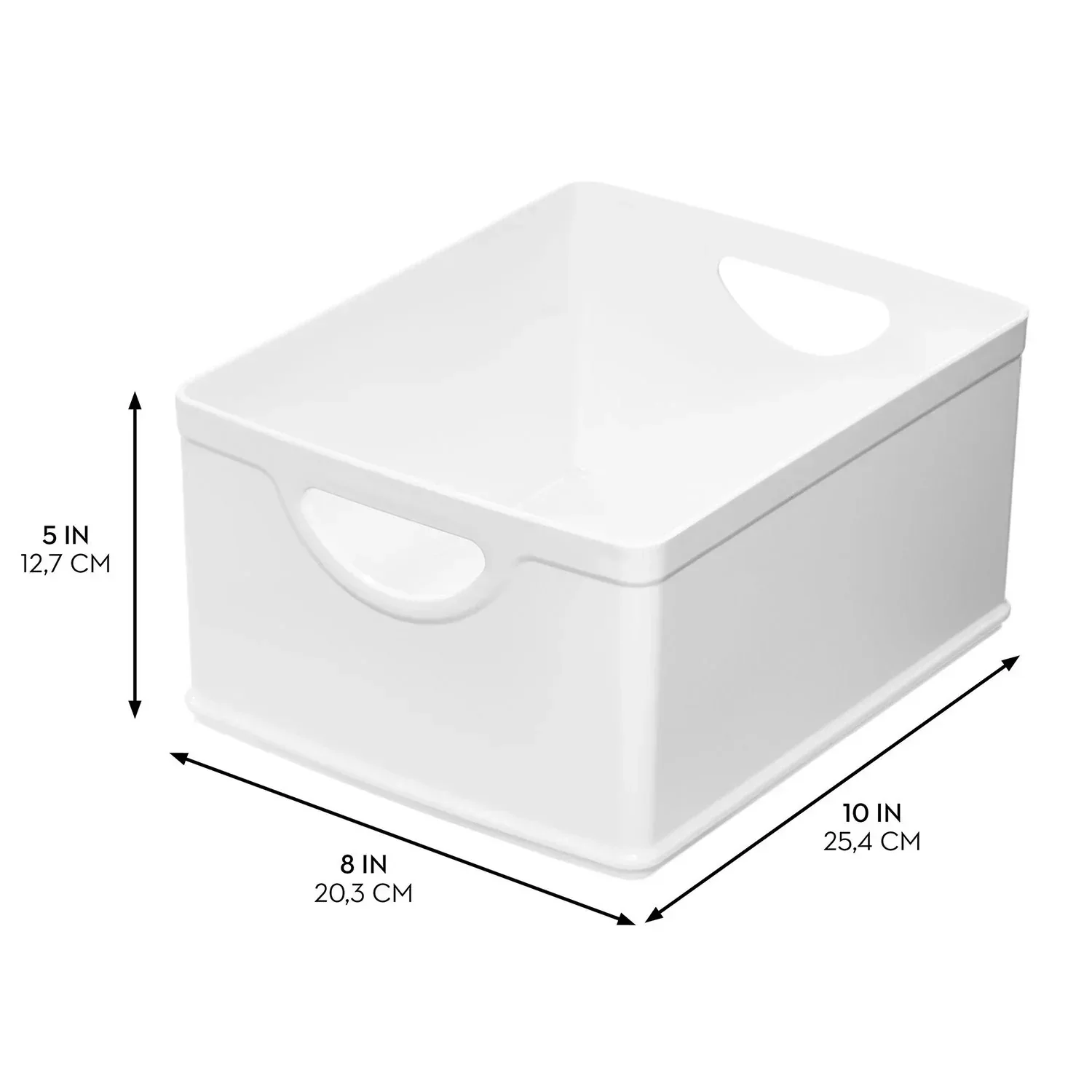iDesign Set of 2 White Stacking BPA-Free Organization Bins, 5" H x 8" W x 10" D - Image 2