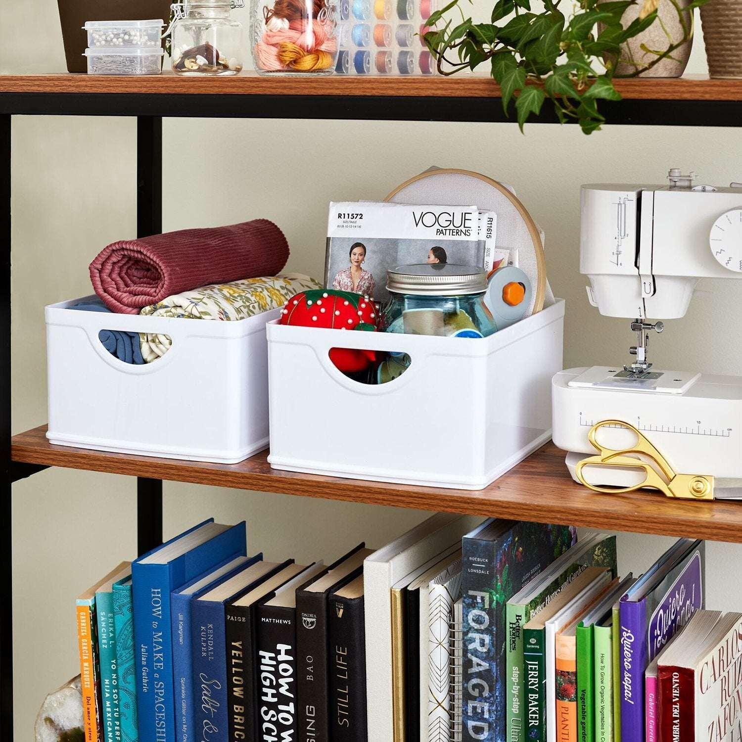 iDesign Set of 2 White Stacking BPA-Free Organization Bins, 5" H x 8" W x 10" D - Image 4