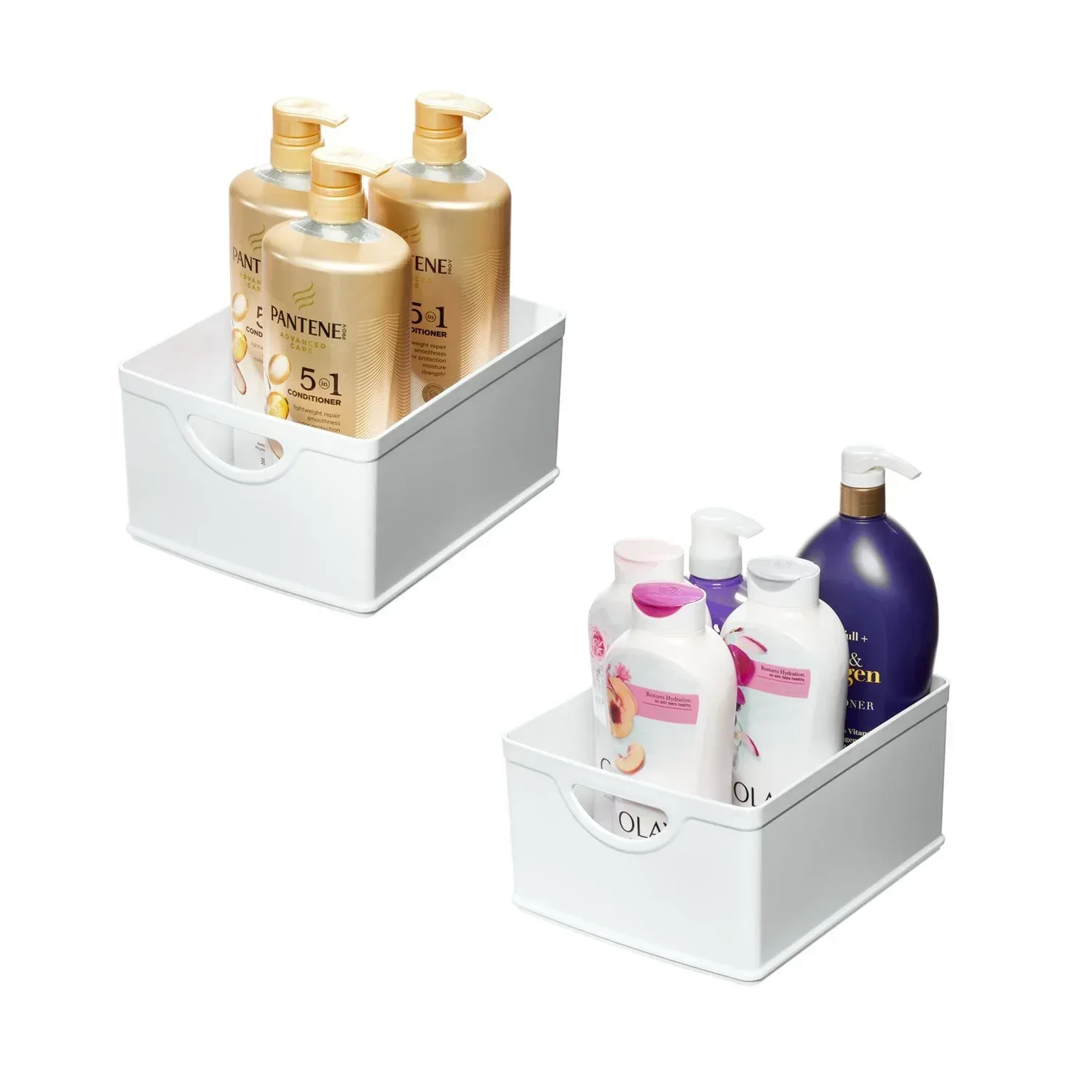 iDesign Set of 2 White Stacking BPA-Free Organization Bins, 5" H x 8" W x 10" D - Image 8