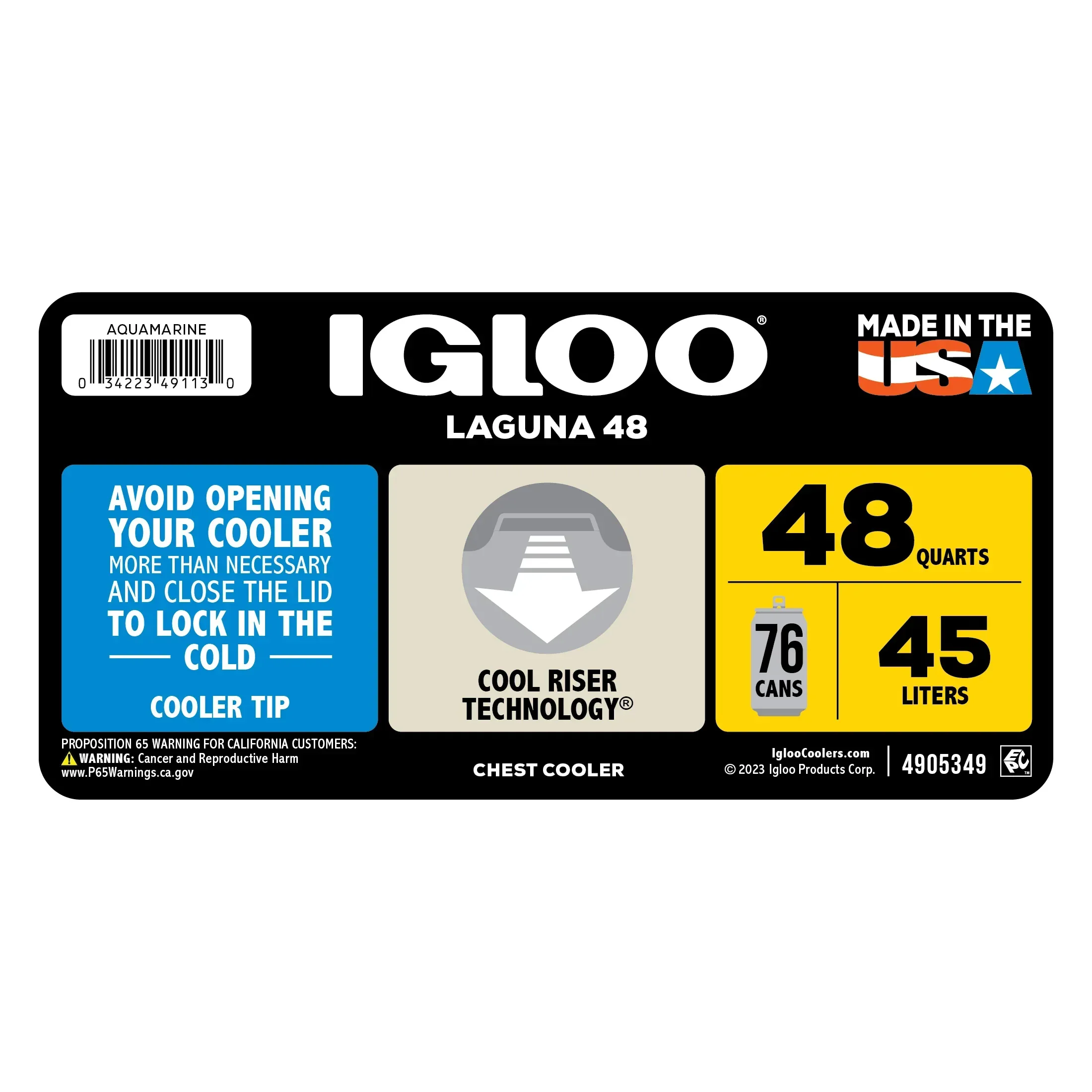 Igloo 48 QT Laguna Hard-Sided Ice Chest Cooler, Aqua Blue and White - Image 12