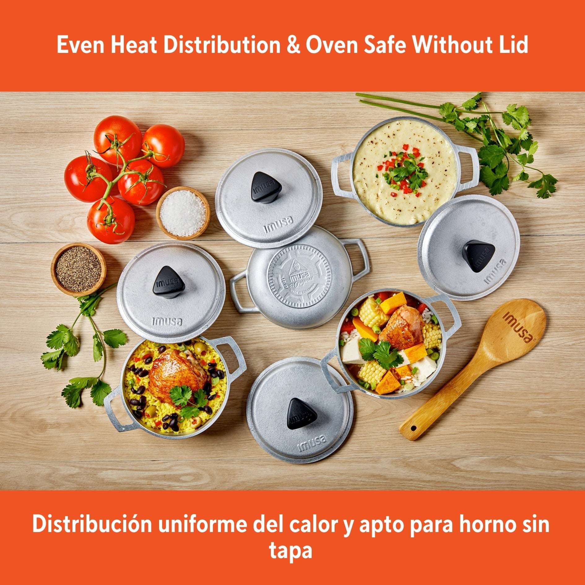 IMUSA 0.5qt Cast Aluminum Mini Caldero 4pc Set - Image 3