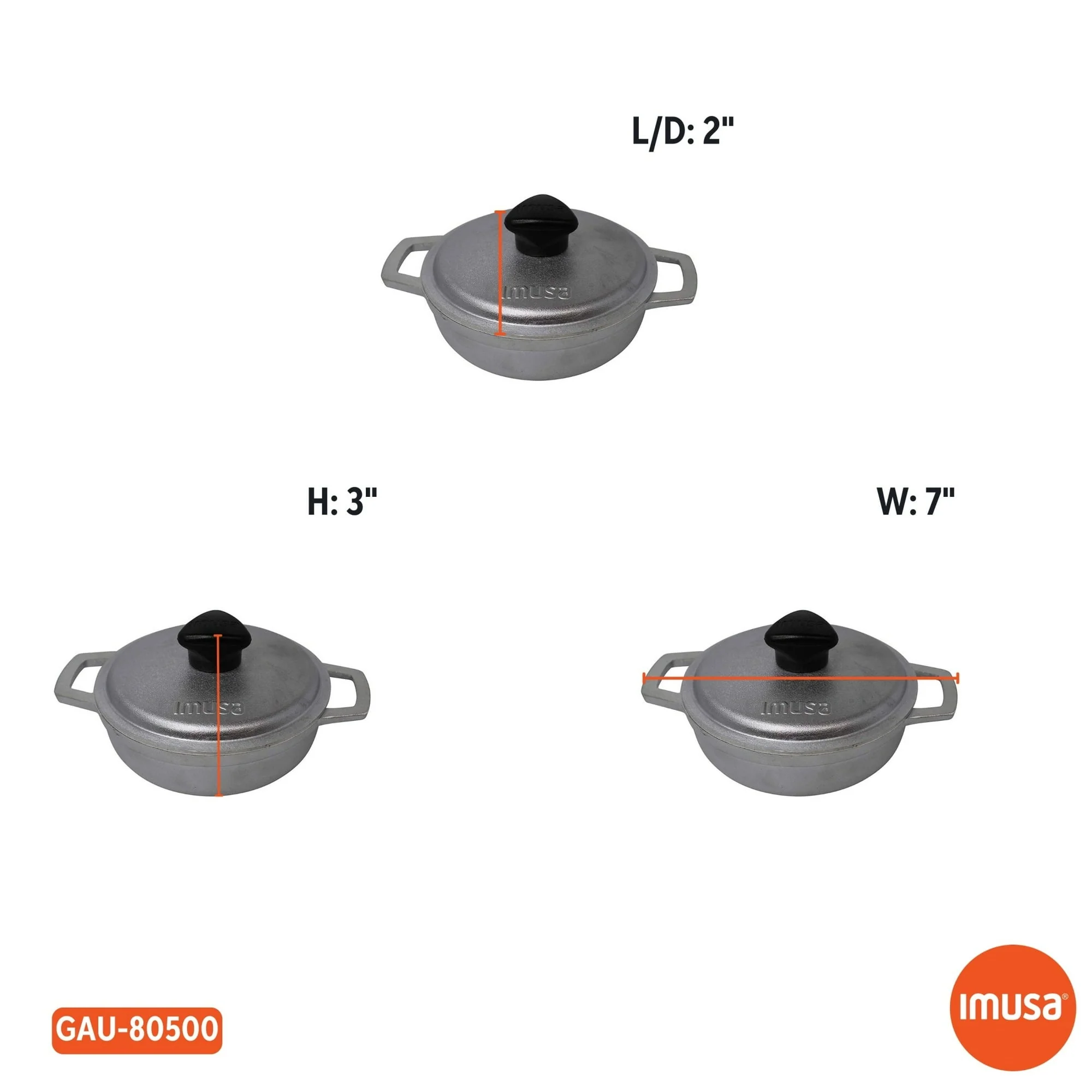 IMUSA 0.5qt Cast Aluminum Mini Caldero 4pc Set - Image 5