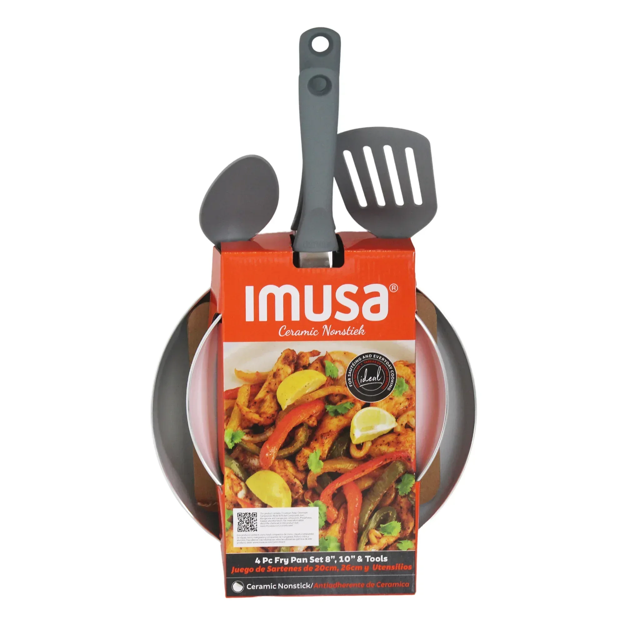 IMUSA Nonstick Ceramic Cookware Set 4-Pieces, 8" and 10" Inches, with Stay-Cool Handles, Aluminum, Gray - Image 2