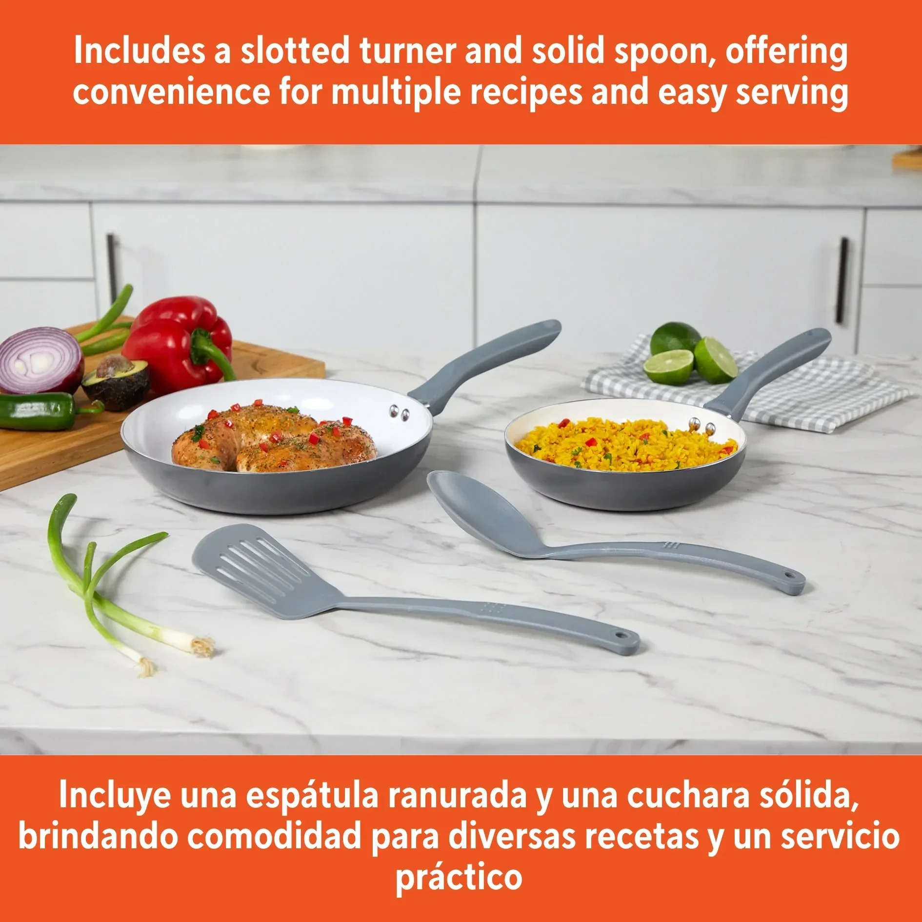 IMUSA Nonstick Ceramic Cookware Set 4-Pieces, 8" and 10" Inches, with Stay-Cool Handles, Aluminum, Gray - Image 6