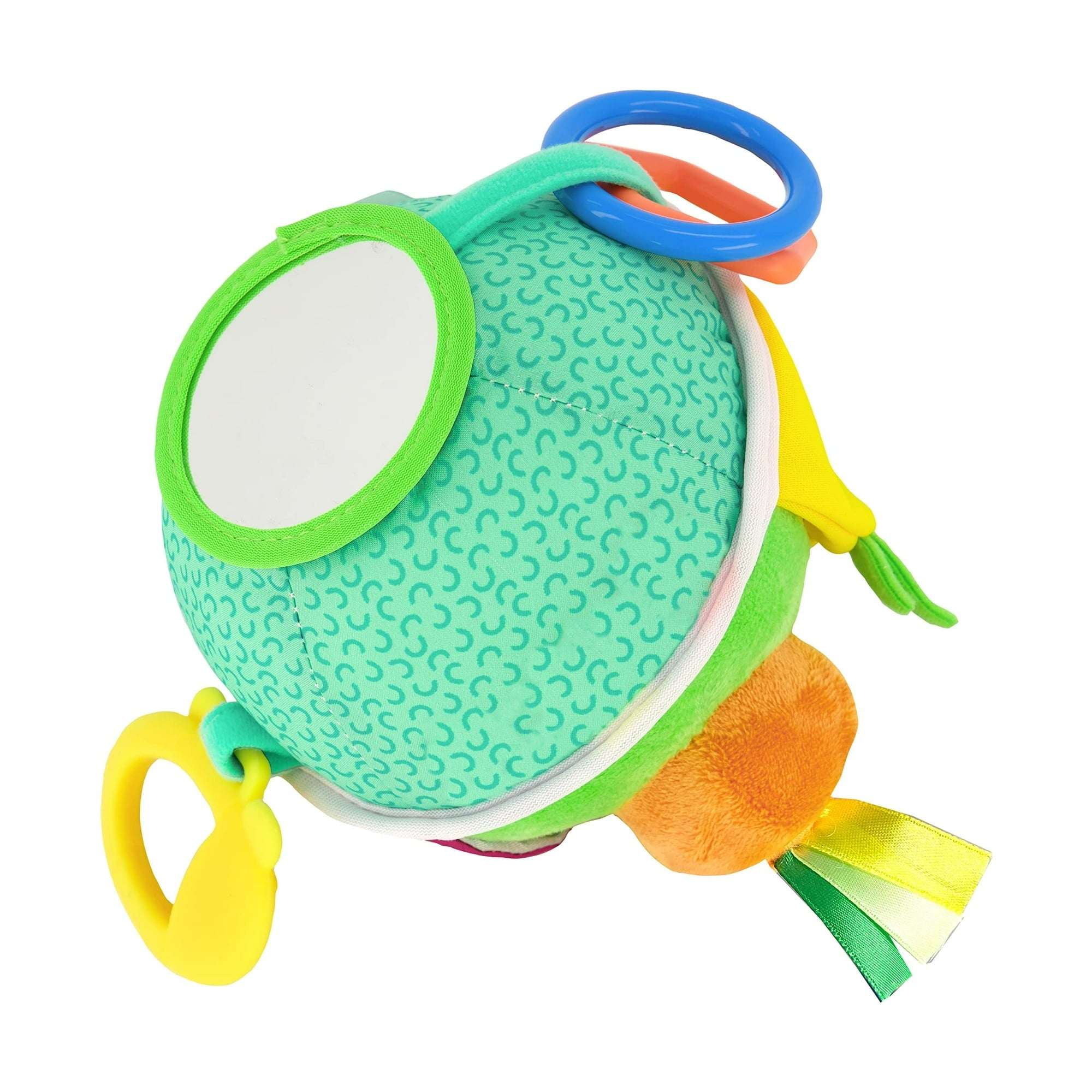 Infantino Busy Lil Soft Sensory Toy Ball with Activities for Babies 6-12 Months, Multicolor Fruits & Veggies - Image 7